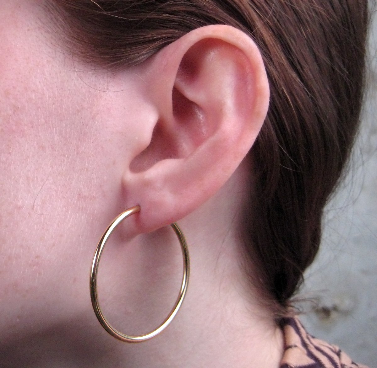 14K Yellow Gold Continuous Endless Hoop Earrings - 2mm Tube Thin Minimalist Circle Earrings for Women, Perfect for Everyday Wear, Work, and Special Occasions