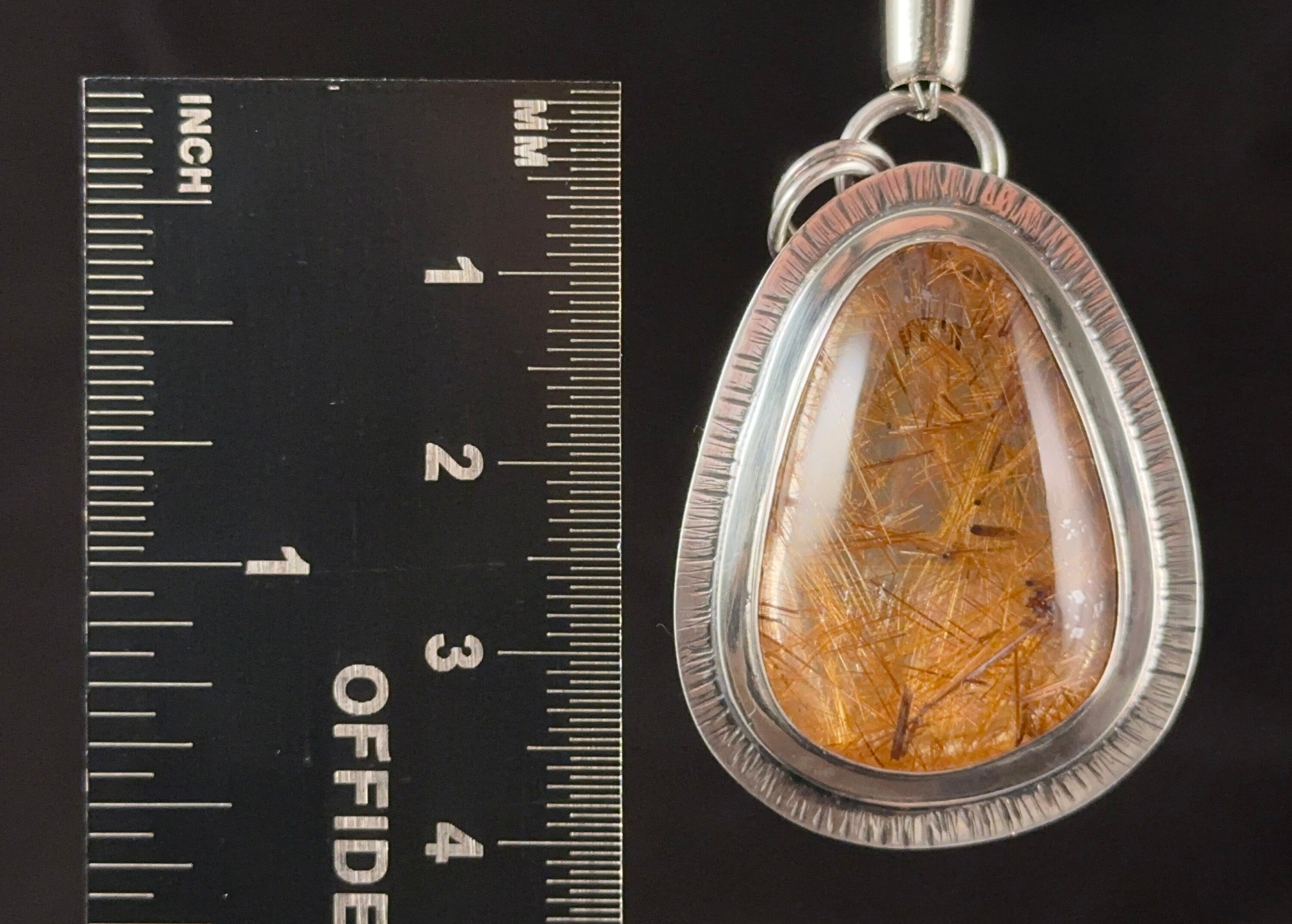 Copper Rutilated Quartz Crystal Pendant in Sterling Silver - Natural Cabochon Gemstone Fine Jewelry for Men | Healing Crystal Necklace, Spiritual Gift for Him | Perfect for Meditation, Energy Work & Special Occasions