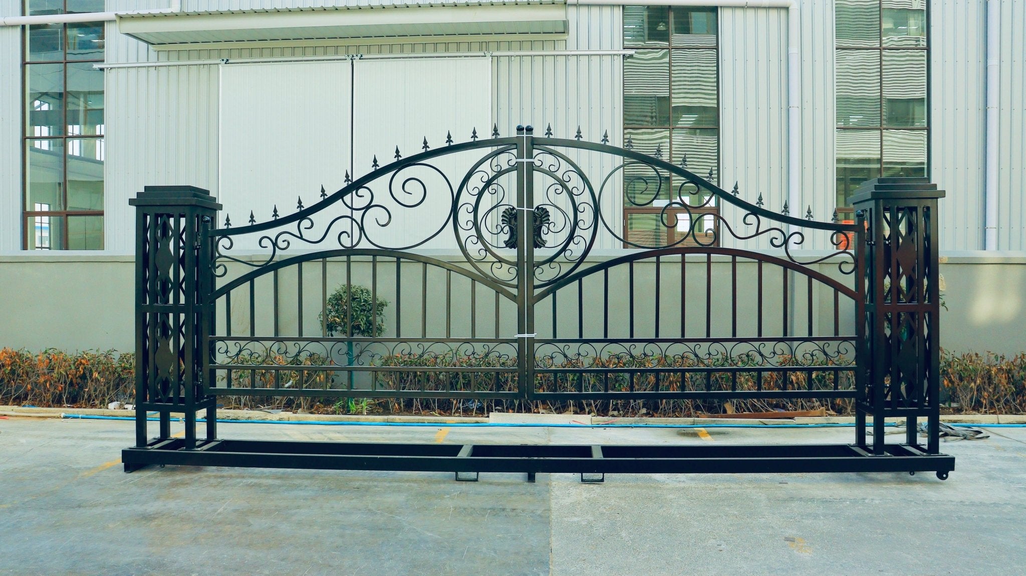 20 FT Bi-Parting Wrought Iron Farm Gate - Heavy Duty Driveway Entrance for Rural Properties | Perfect for Farms, Ranches & Estate Security