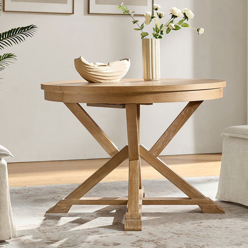 Extendable Round Dining Table - Traditional Israeli Design for Small Spaces | Perfect for Family Gatherings & Dinner Parties
