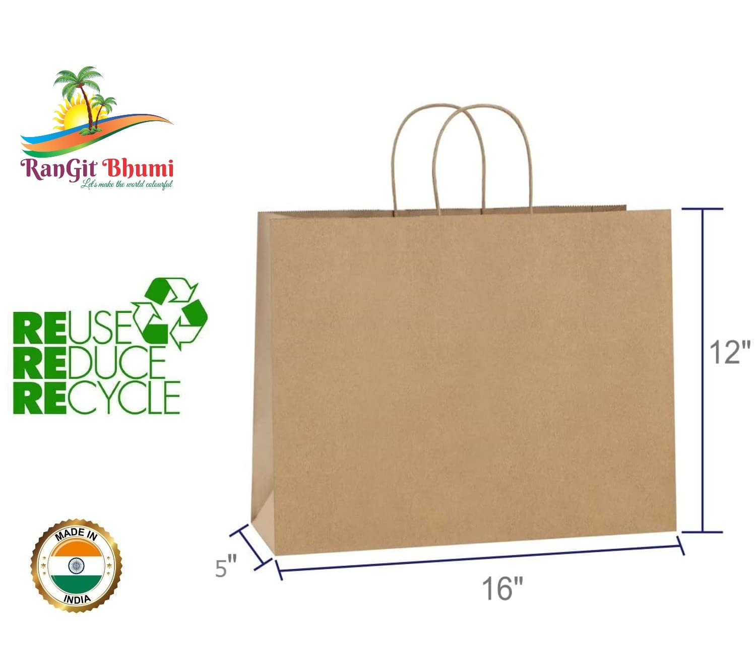 Eco-Friendly Brown Paper Gift Bags 25pcs - Large 16x12x5 Shopping Bags for Retail & Party Favors
