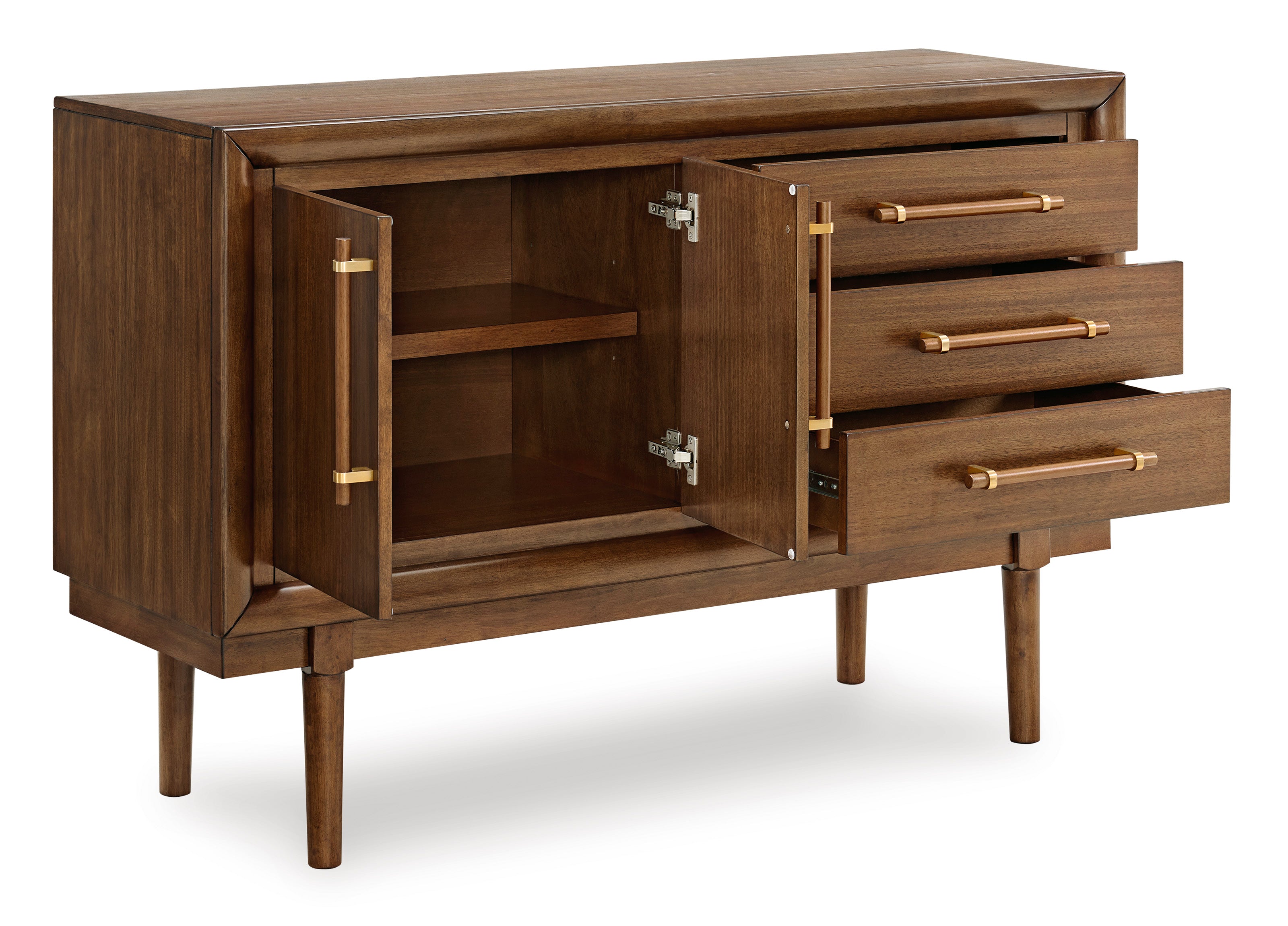 Lynn Solid Wood Buffet Sideboard - Modern Dining Room Storage Cabinet with Drawers & Shelves for Kitchen, Living Room, and Entryway Organization