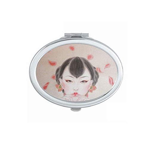 DIYthinker Red Chinese Traditional Beauty Painting Mirror - Portable Foldable Double-Sided Makeup Mirror with Stand (Perfect for Travel, Home Vanity & Gift)