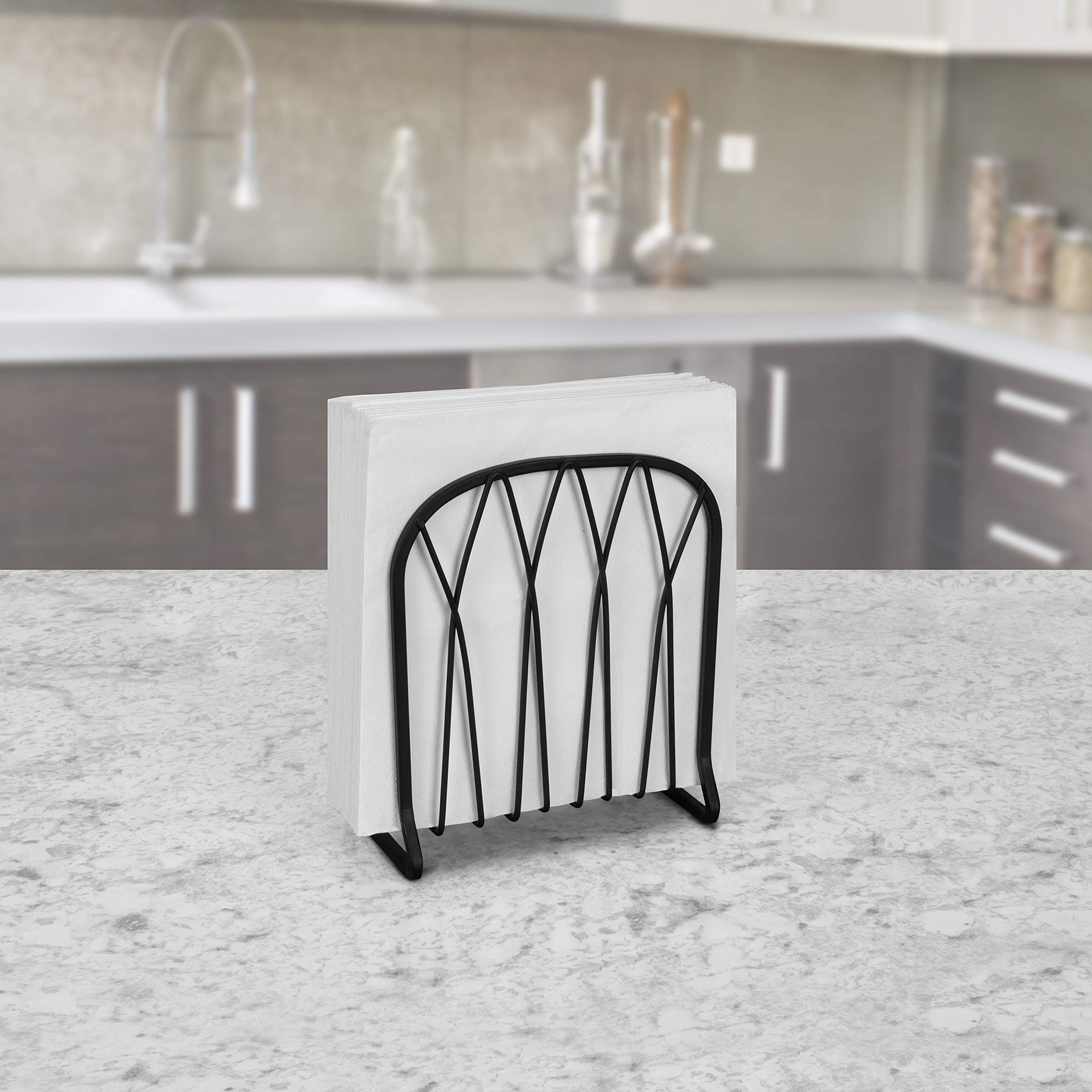 Spectrum Diversified Vertical Twist Napkin Dispenser - Stylish Black Upright Holder for Kitchen Tables, Countertops & Dining Décor, Perfect for Home and Restaurant Use