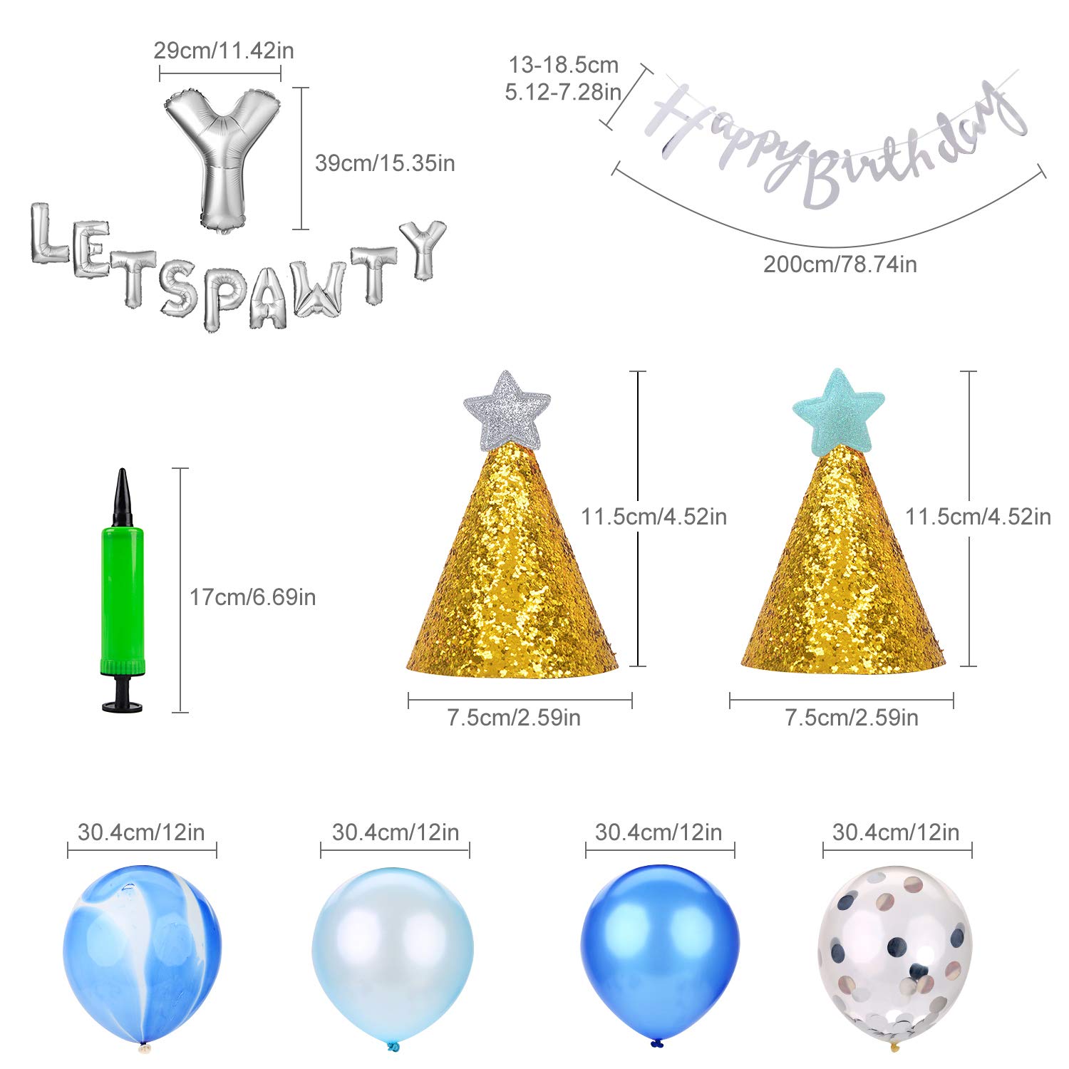 Legendog Paw Print Balloons - Cat Birthday Hat & Happy Birthday Banner Set - Foil Balloons & Pawty Letters Decorations for Pet Birthday Party, Baby Shower, Animal Theme Celebration