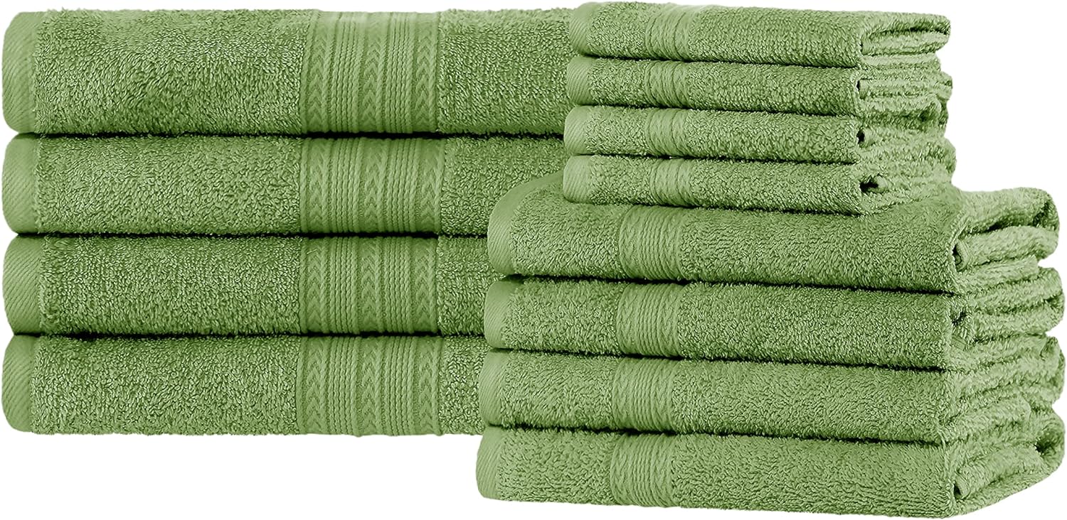 Premium 12-Piece Organic Cotton Towel Set | Soft, Eco-Friendly & Absorbent Bath Towels for Spa, Gym & Home Use