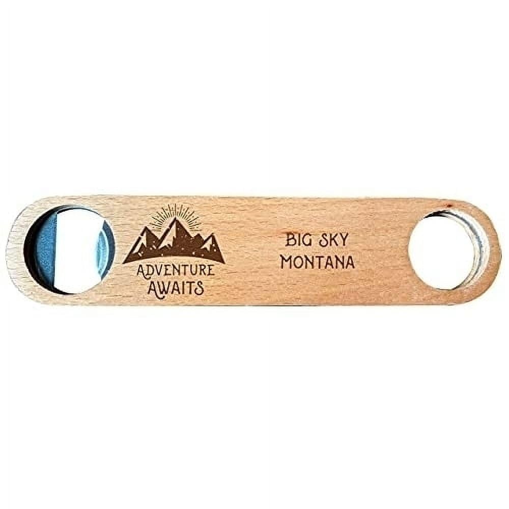 Big Sky Montana Laser Engraved Wooden Bottle Opener - Rustic Adventure Gift for Beer Lovers - Perfect for Camping, Hiking & Outdoor Parties