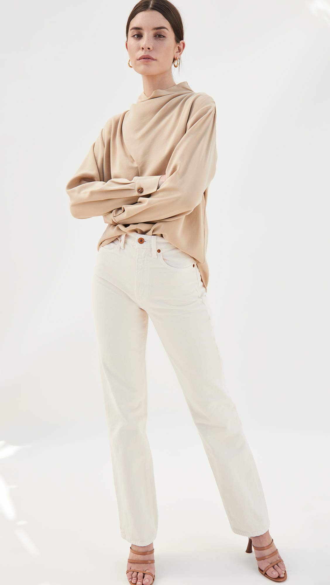 Vince Women's Cowl Neck Long Sleeve Blouse - Soft Stretch Casual Tops for Work & Everyday Wear | Office Outfits, Date Night & Fall Layering