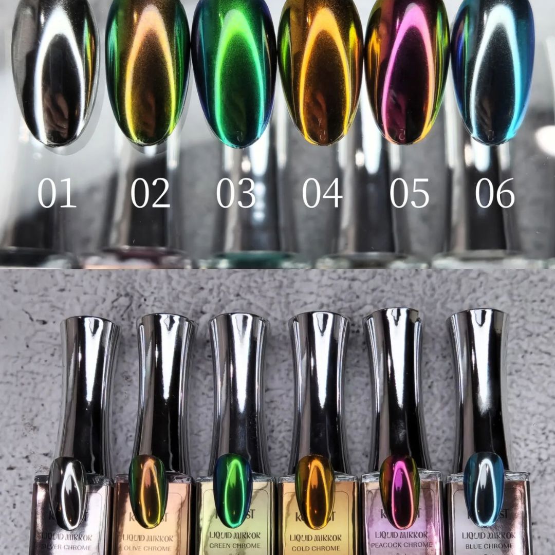 Kokoist MR05 Liquid Mirror Nail Polish - Peacock Chrome Metallic Finish for Gel Manicures | Perfect for Nail Art, Salon & Home Use