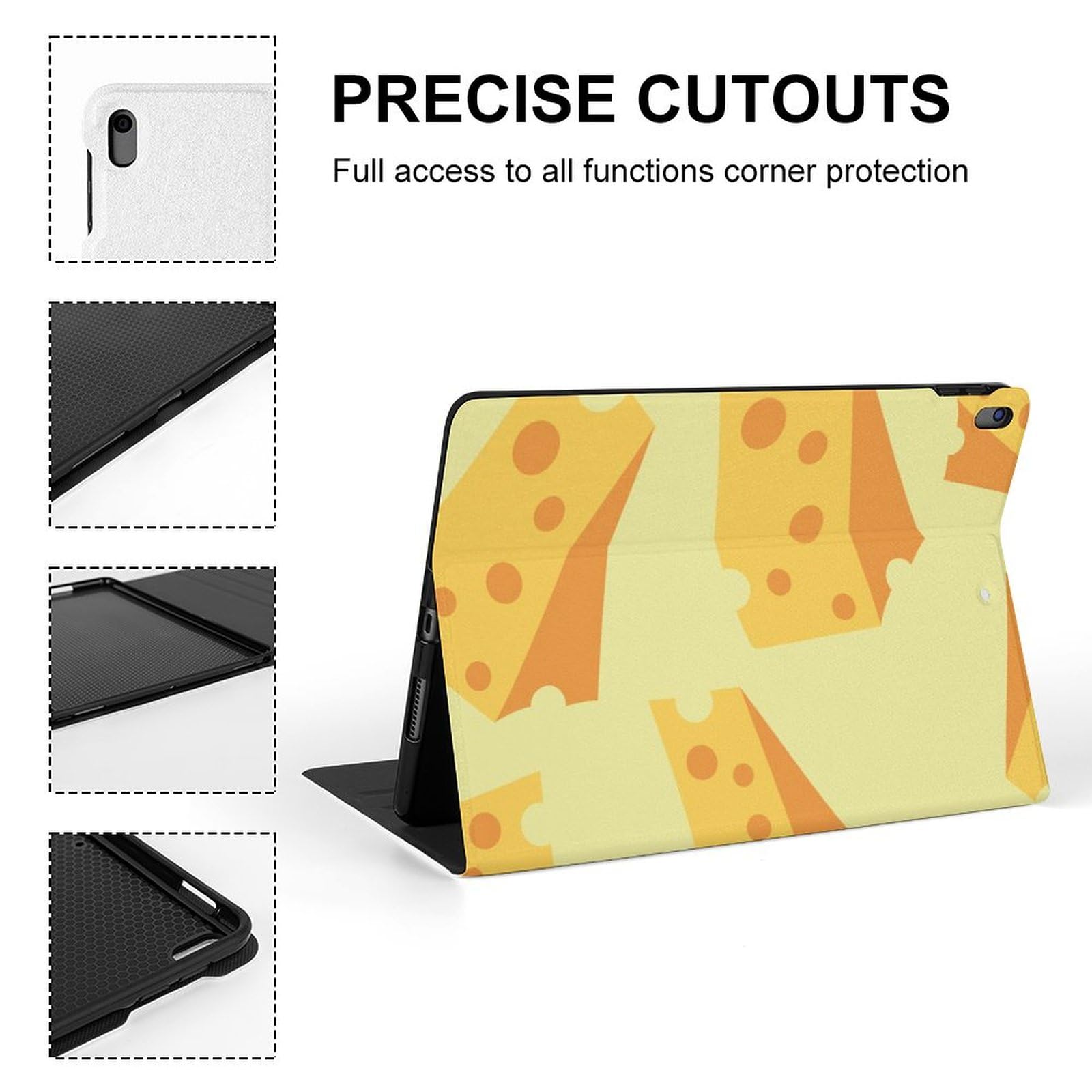 Food Themed Tasty Cheese iPad Pro/Air 3 (10.5in) Case - Multi-Angle Stand with Auto Wake/Sleep | Perfect for Kitchen, Office & Travel Use