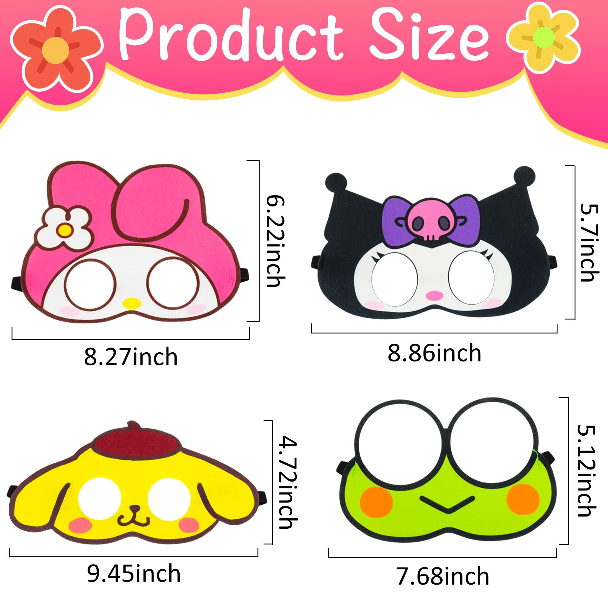 12 Pack Kitty Felt Masks for Kids - Cute Cartoon Themed Birthday Party Supplies, Halloween Costumes, Dress Up Photo Booth Props, Masquerade Cosplay Accessories - Perfect for Birthday Parties, Halloween, Dress Up Play & Photo Booths