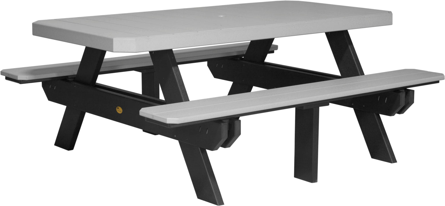LuxCraft 6-Foot Rectangular Picnic Table - Outdoor Dining & Backyard Furniture for Patio, Garden, and Park Gatherings