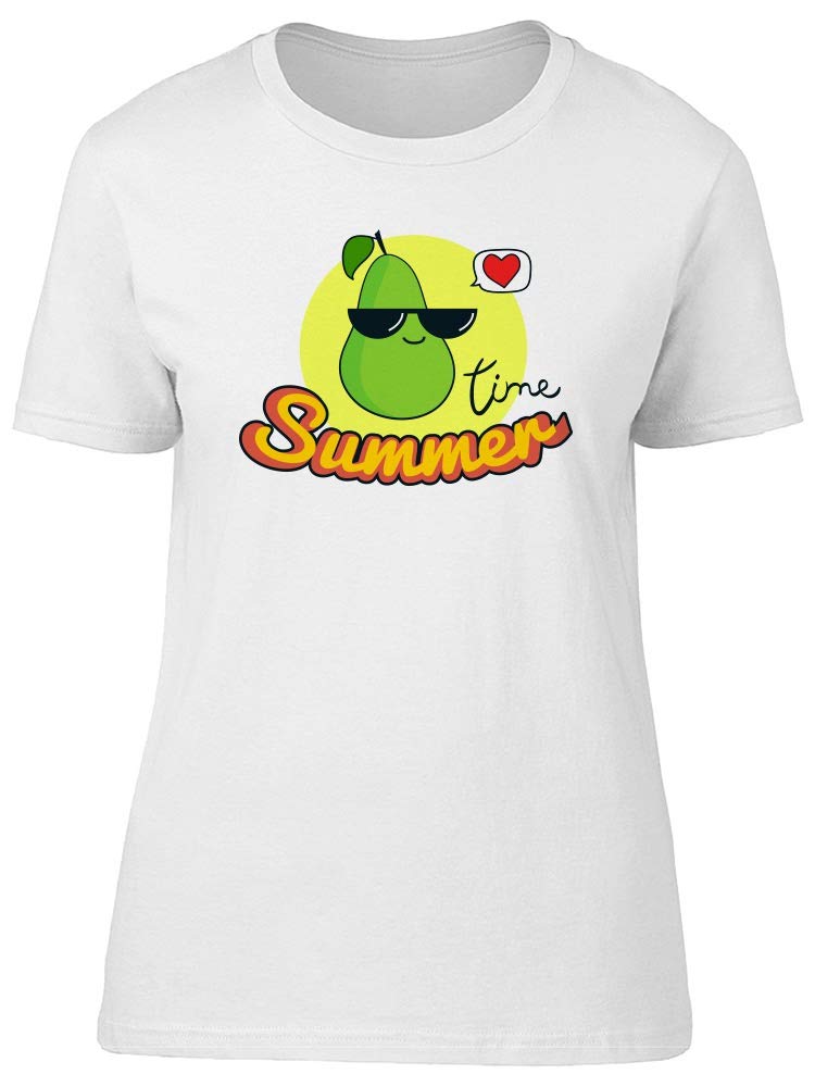 Smartprints Women's Cool Pear with Sunglasses Graphic T-Shirt - Trendy Casual Tee for Summer Outfits & Streetwear Fashion