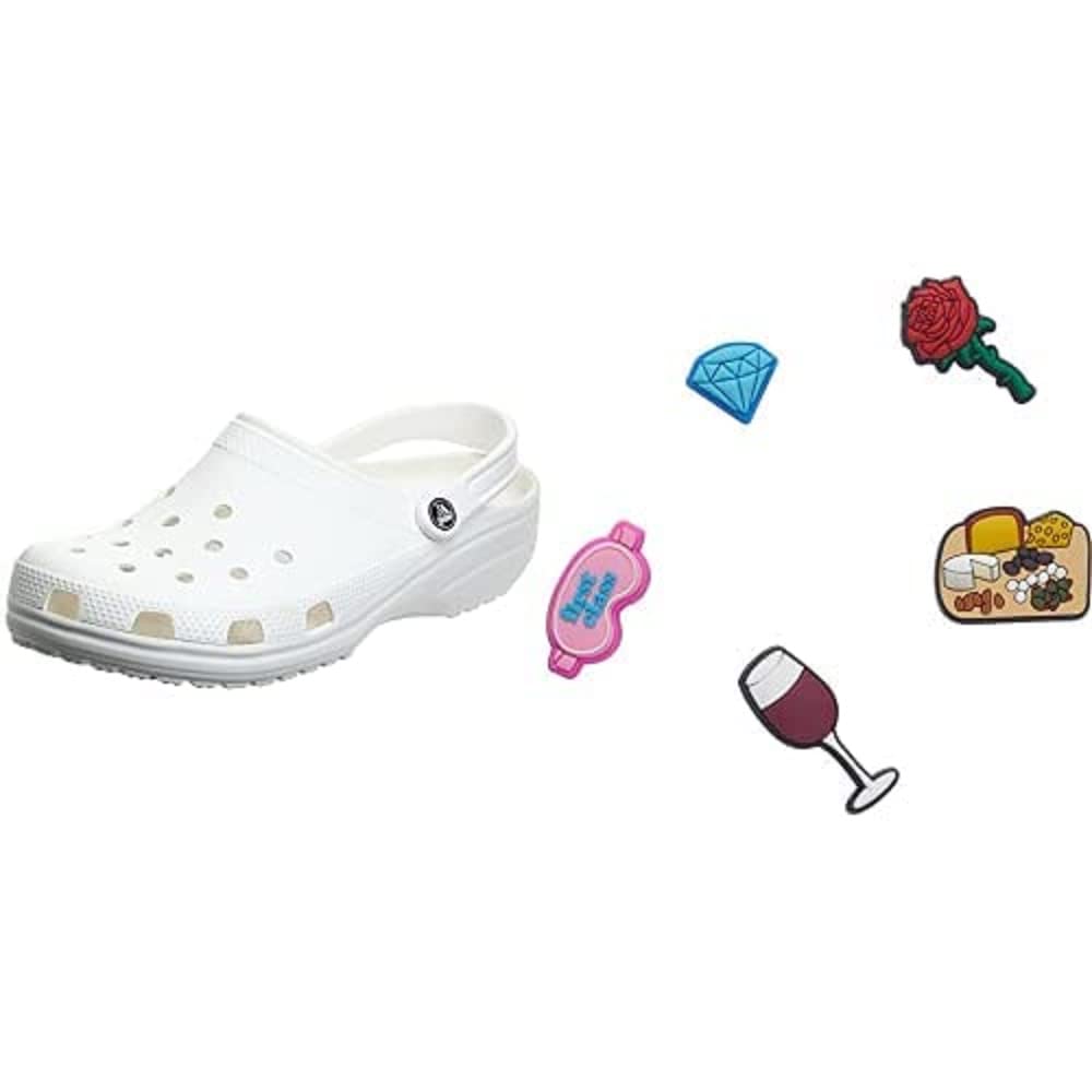 Crocs Classic Clog for Men & Women with 5-Pack Jibbitz Charms - Comfortable Slip-On Shoes for Casual Wear, Work, and Outdoor Activities