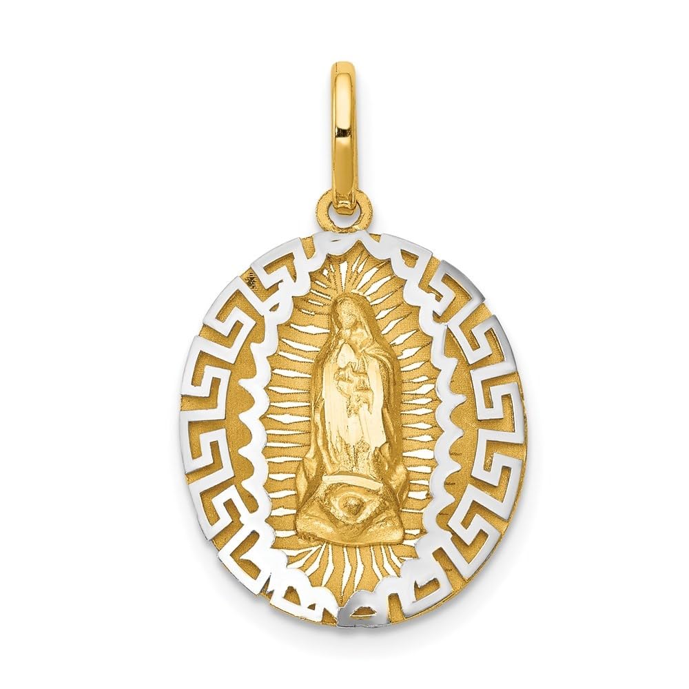 14k Gold Two-Tone Our Lady of Guadalupe Charm Pendant for Bracelet - Religious Jewelry Gift for Women - Perfect for Baptism, First Communion & Everyday Wear