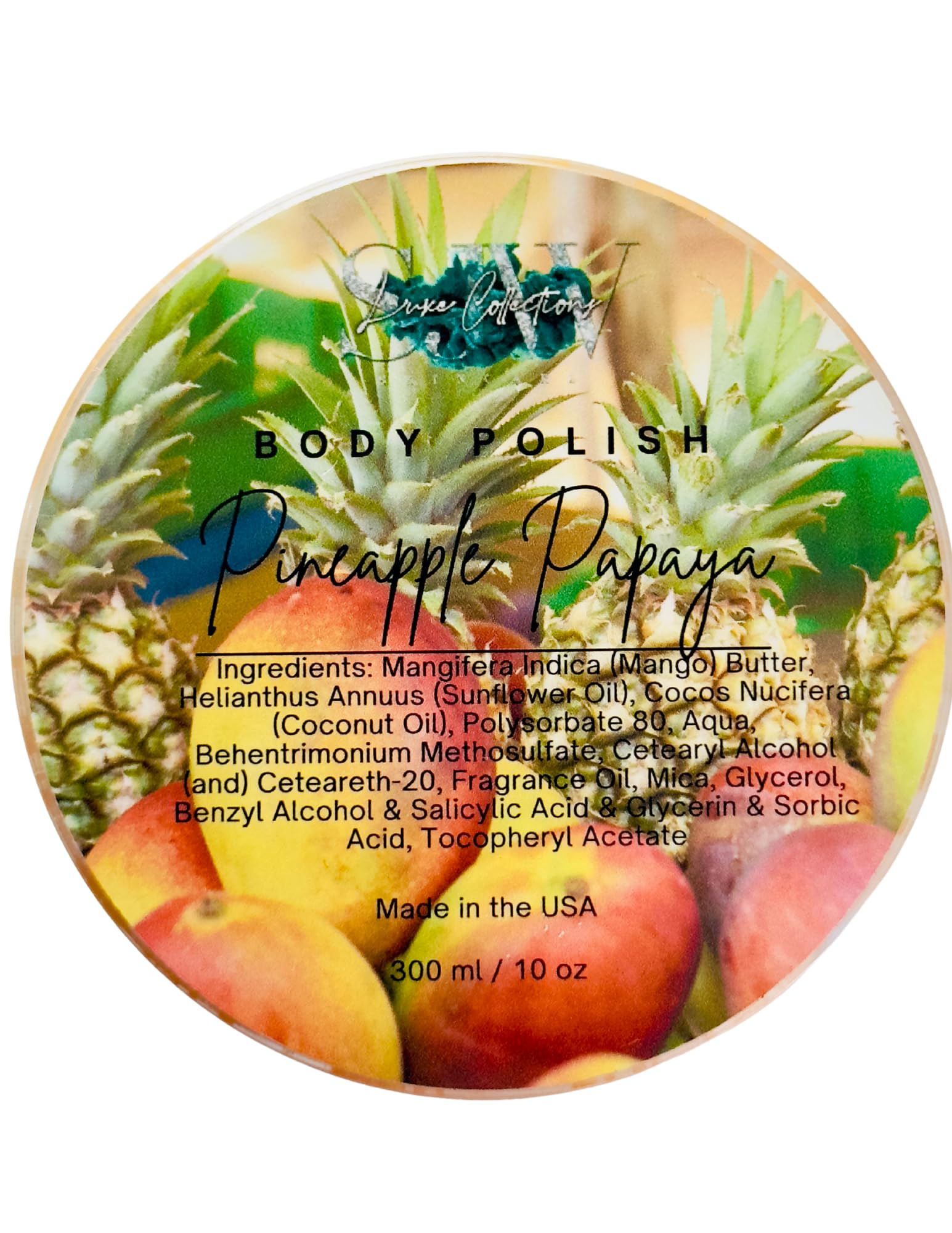 Exfoliating Pineapple Papaya Body Scrub for Smooth Skin - Natural Fruit Enzyme Face & Body Scrub for Dry Skin, Acne & Ingrown Hairs - Perfect for Spa Day, Self Care & Gift Giving