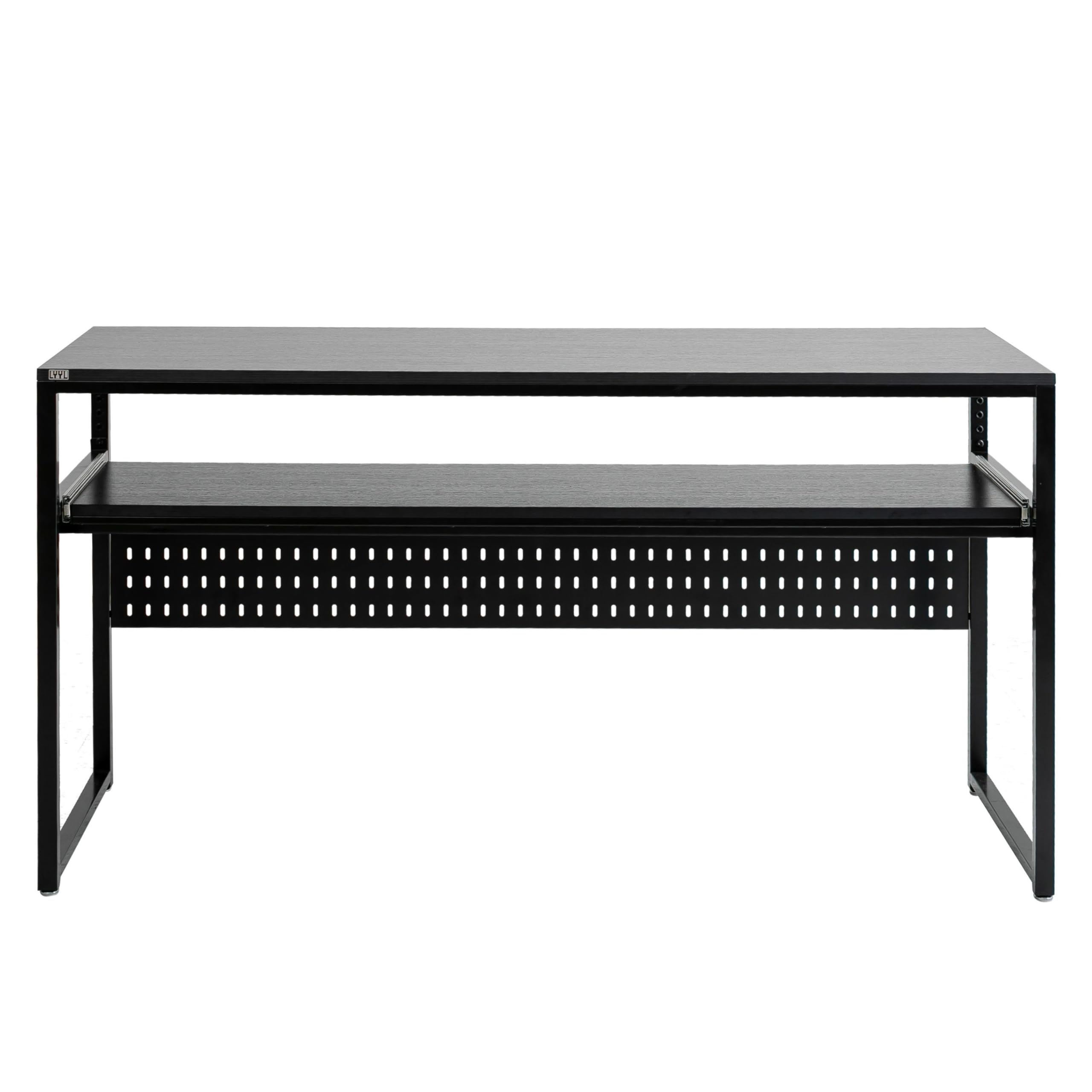 Professional Music Studio Desk with Keyboard Tray - Fits 88 & 61 Key Digital Pianos - Heavy Duty Producer Workstation (Black) | Home Recording Studio Setup, Music Production & Piano Practice Furniture