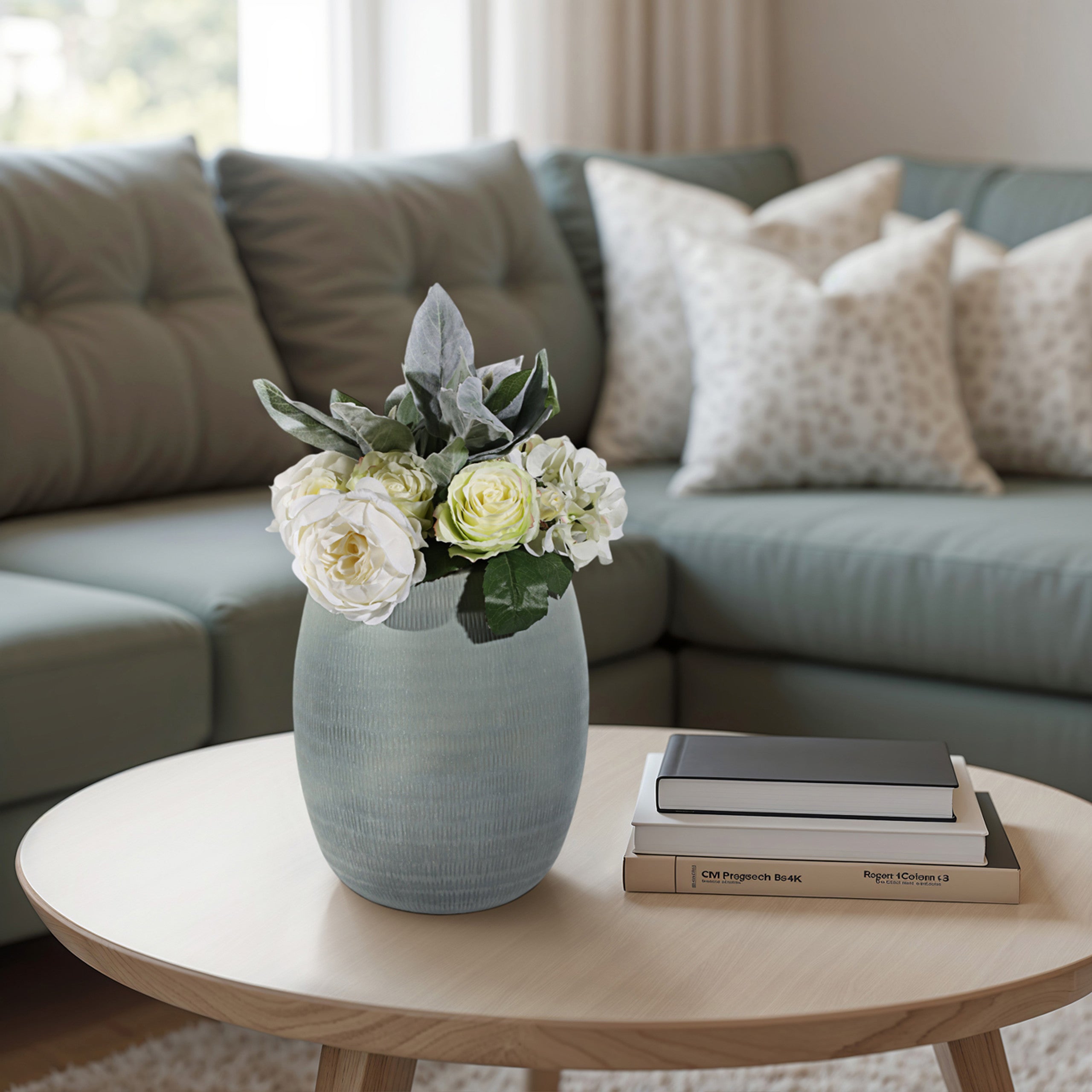 Large Blue Glass Vase - Elegant Home Decor for Living Room, Dining Table & Wedding Centerpieces | Premium Handcrafted Cadmus Vase for Flowers & Interior Design