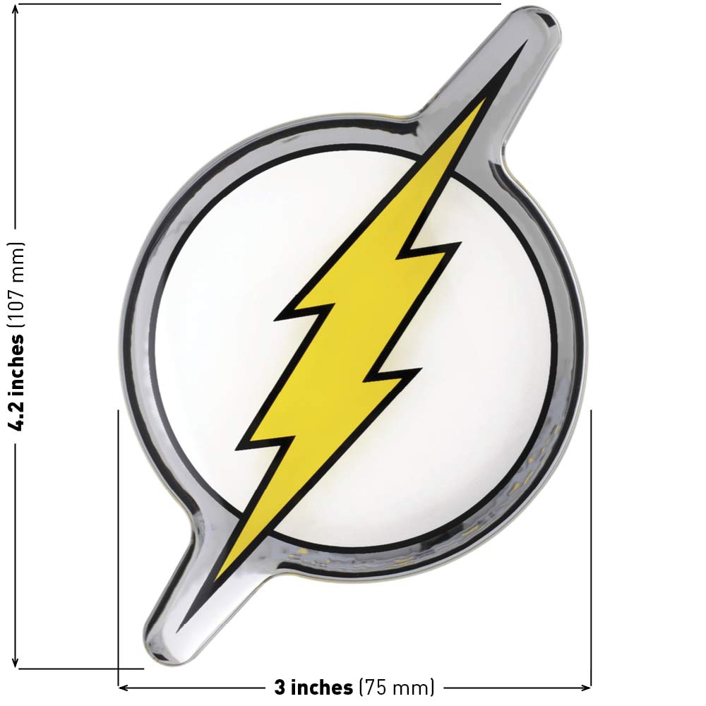 DC Comics Heroes and Villains Chrome Emblem Decal - Classic Flash Logo Car Badge for Vehicles, Laptops & Collectibles | Superhero Fan Accessories for Cars, Motorcycles, Gifts & Decor