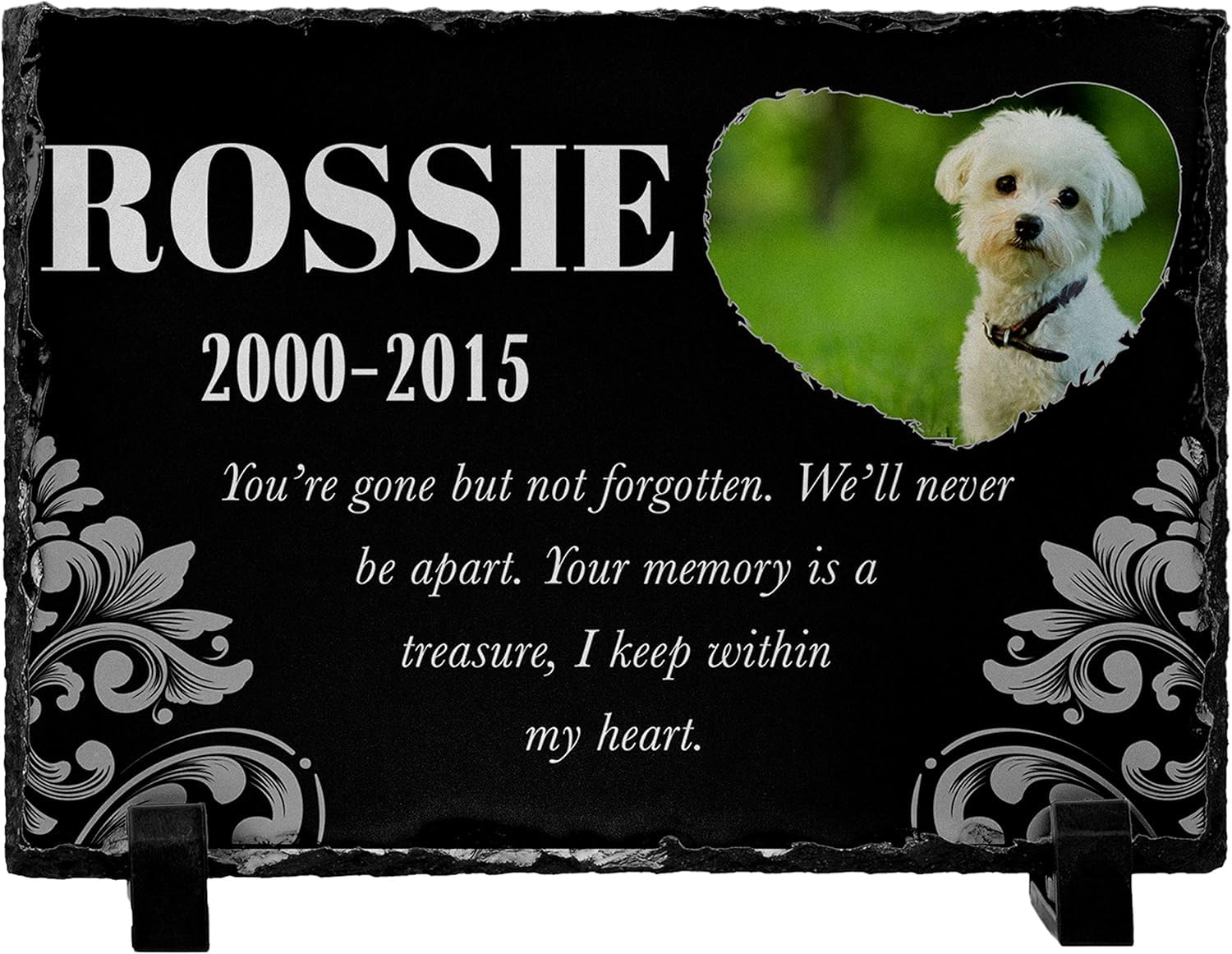Personalized Dog Memorial Stone with Photo - Custom Engraved 6x8 Inch Granite Pet Memorial Plaque for Dogs & Cats - Indoor & Outdoor Pet Grave Marker, Loss of Pet Gift - Perfect for Backyard Memorials, Pet Cemeteries & Home Decor