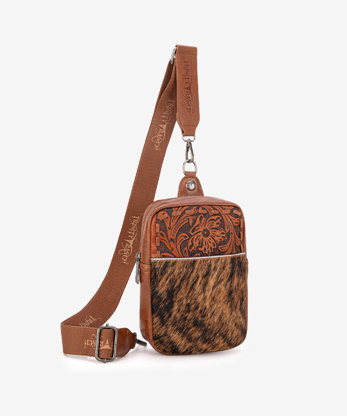 Trinity Ranch Genuine Hair-On Cowhide Sling Bag - Stylish Leather Crossbody Purse for Women, Perfect for Outdoor Adventures, Travel & Daily Use