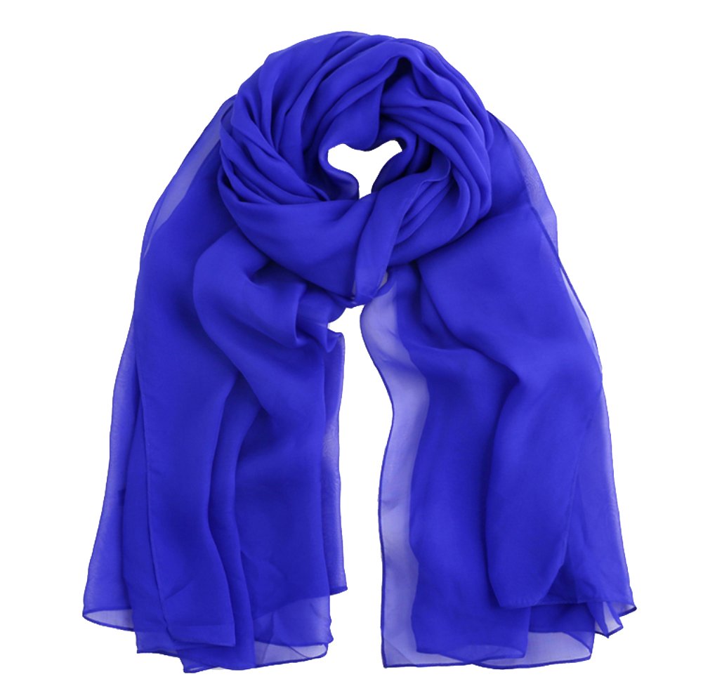 Honeystore Women's Chiffon Beach Wrap Shawl - Elegant Long Silk Scarf in Solid Colors for Summer Outfits, Bridal Accessories & Boho Fashion