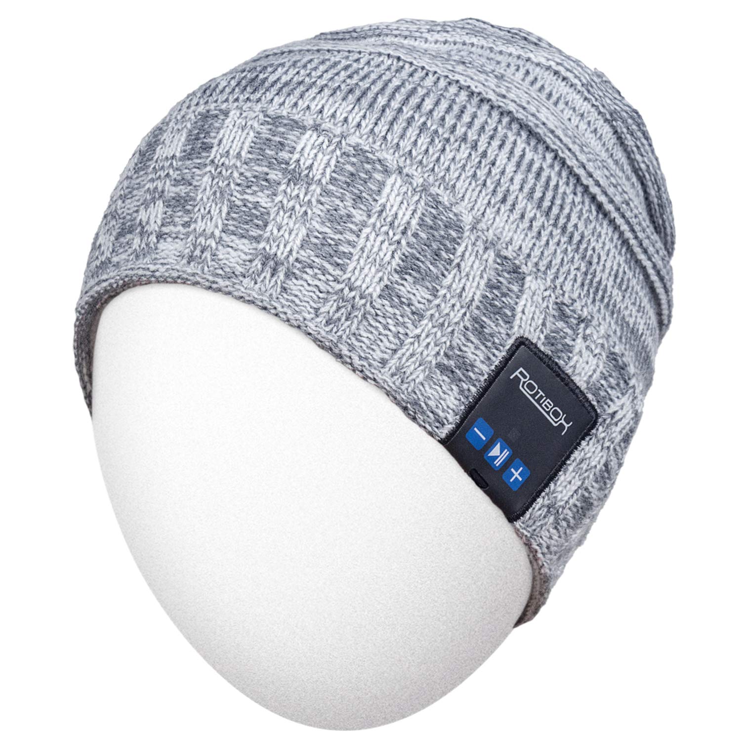 Wireless Bluetooth Beanie Hat for Men & Women - Soft Warm Winter Knit Cap with Built-in Headphones & Mic - Hands-Free for Skiing, Snowboarding, Running, Hiking & Outdoor Activities - Unisex Grey Beanie