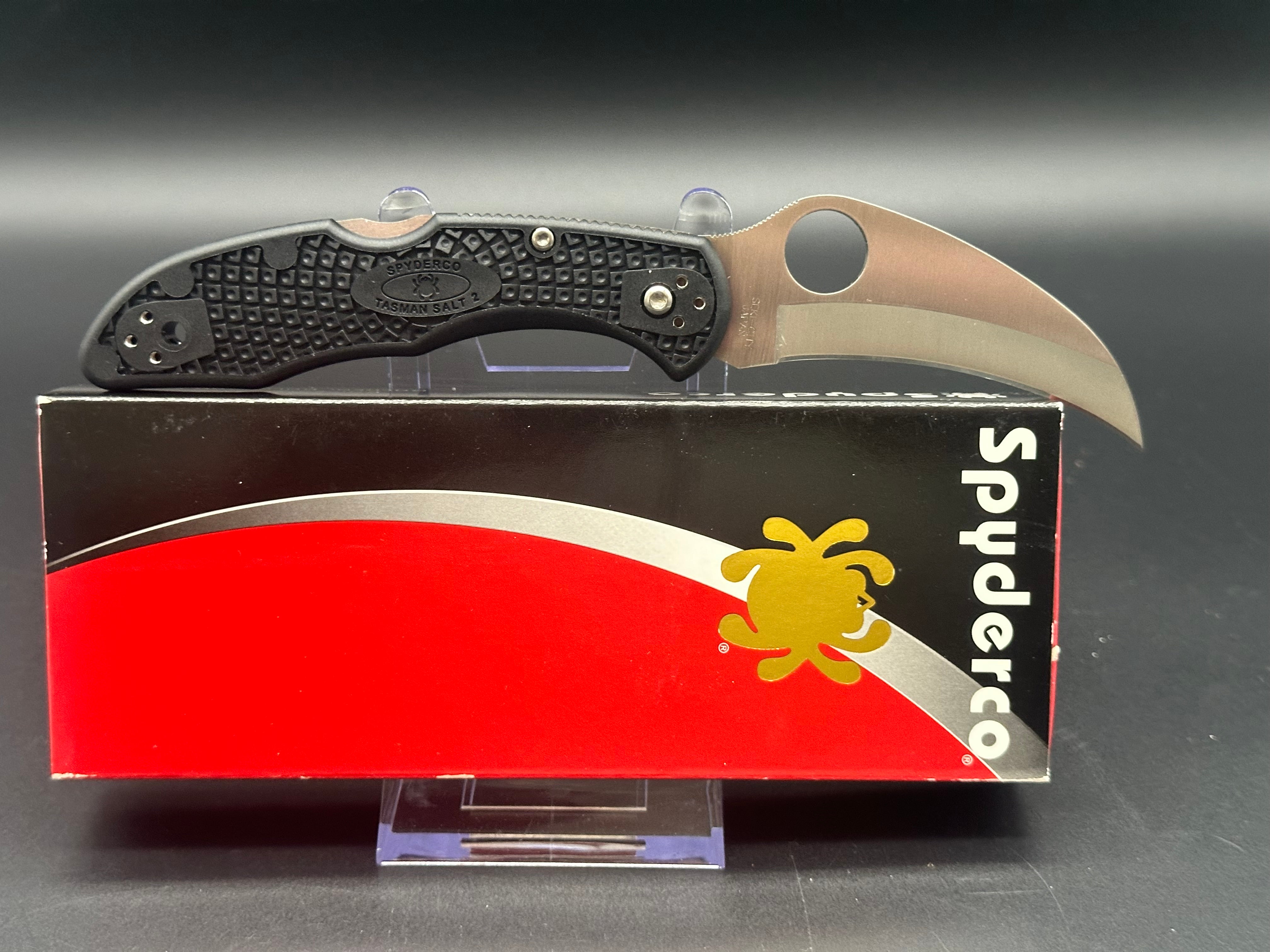 Spyderco Tasman Salt 2 Lock Back Knife - Black FRN Handle, 2.8