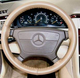 Genuine Leather Steering Wheel Cover for 2009-2015 Lincoln MKS - Premium Gray OEM Replacement - Perfect for Comfort & Grip Enhancement While Driving