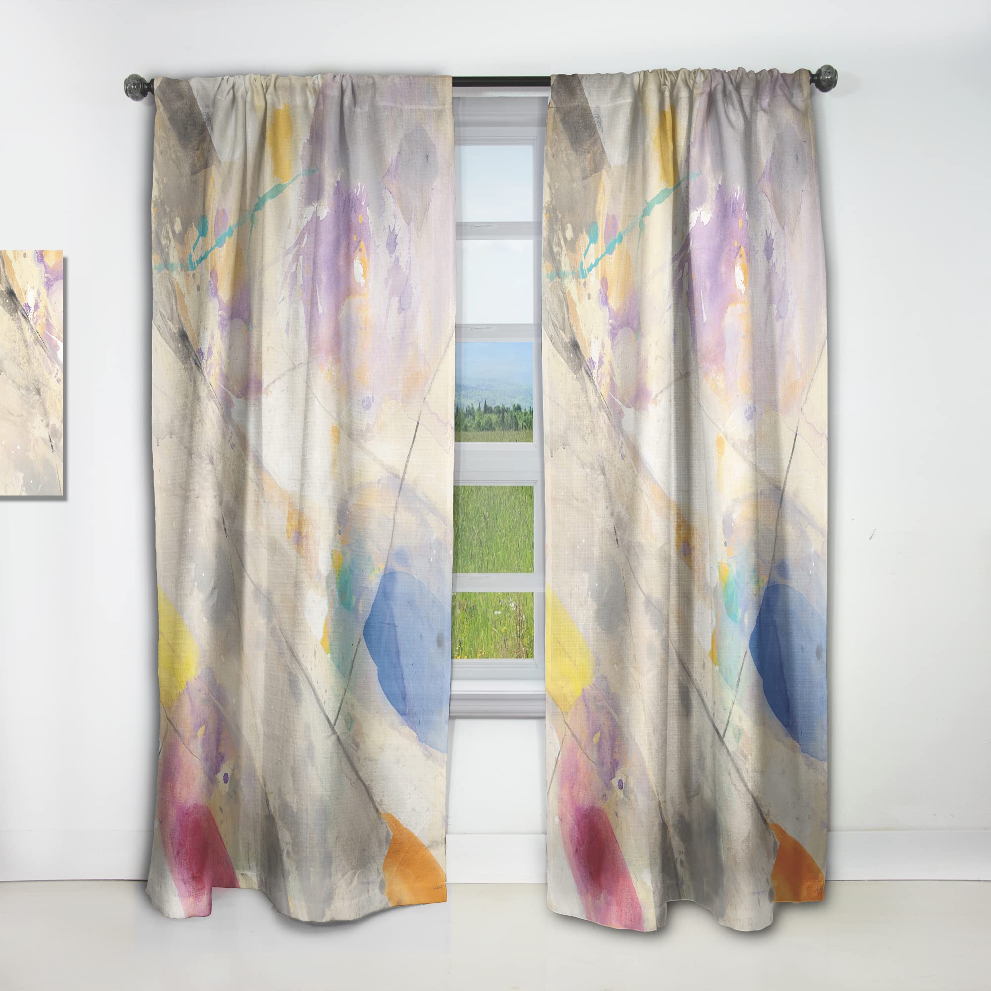 DesignQ Spring Minimalist Confetti I Thermal Insulated Curtains - Single Panel 52x108 - Elegant Window Treatments for Bedroom & Living Room | Perfect for Light Control, Privacy & Home Decor