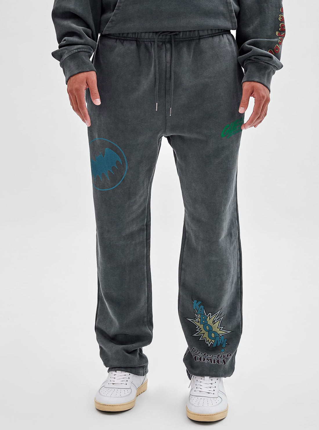 Guess Originals x Batman Black Signal Trackpants - Men's Graphic Print Joggers for Casual Wear & Superhero Fans - Perfect for Lounge, Streetwear & Comic-Con Events