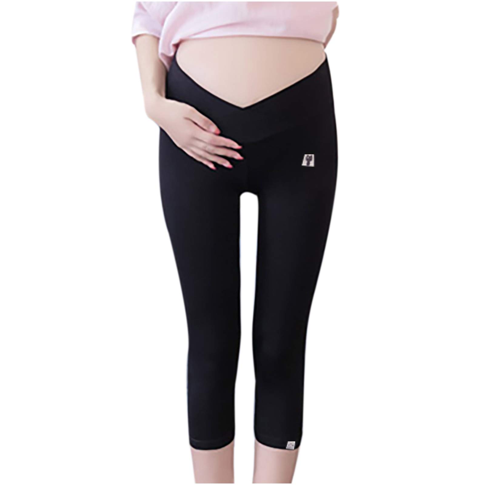 Women's Maternity Loose Leggings - Adjustable Solid Cropped Pants for Pregnancy Comfort | Perfect for Casual Wear, Yoga & Nursing