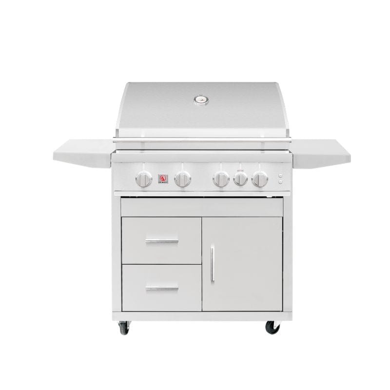 Summerset Sizzler PRO 32 Inch 4-Burner Freestanding Gas Grill with Infrared Rear Burner - Perfect for Backyard BBQs, Outdoor Cooking & Patio Entertaining