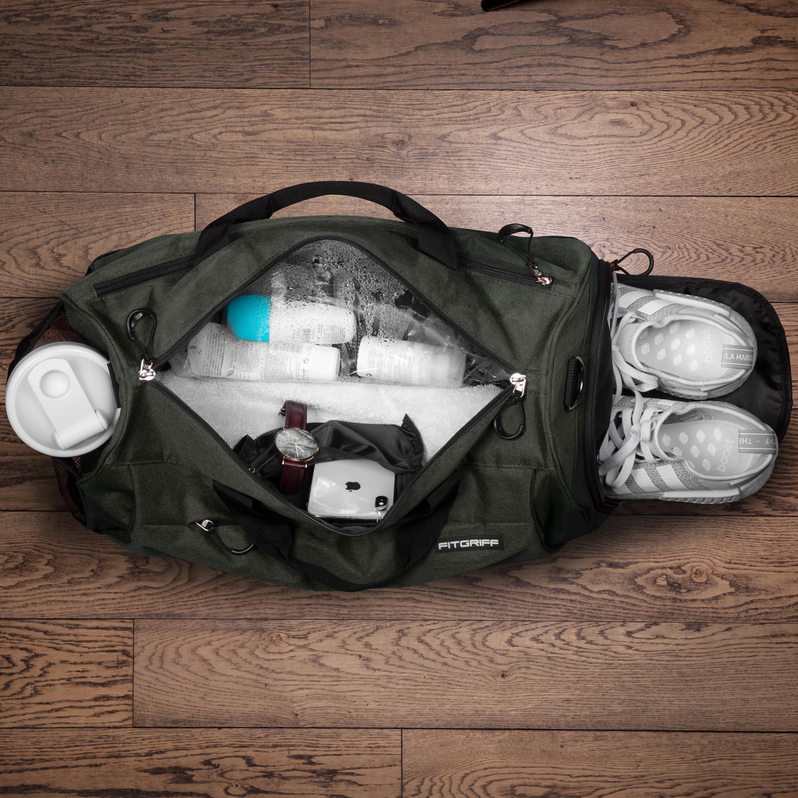 Fitgriff® Gym Bag for Men & Women - Durable Sports Duffle Bag with Separate Shoe & Wet Compartments - Perfect for Travel, Workout, Fitness & Gym - Ideal for Gym Locker, Sports Practice & Weekend Getaways