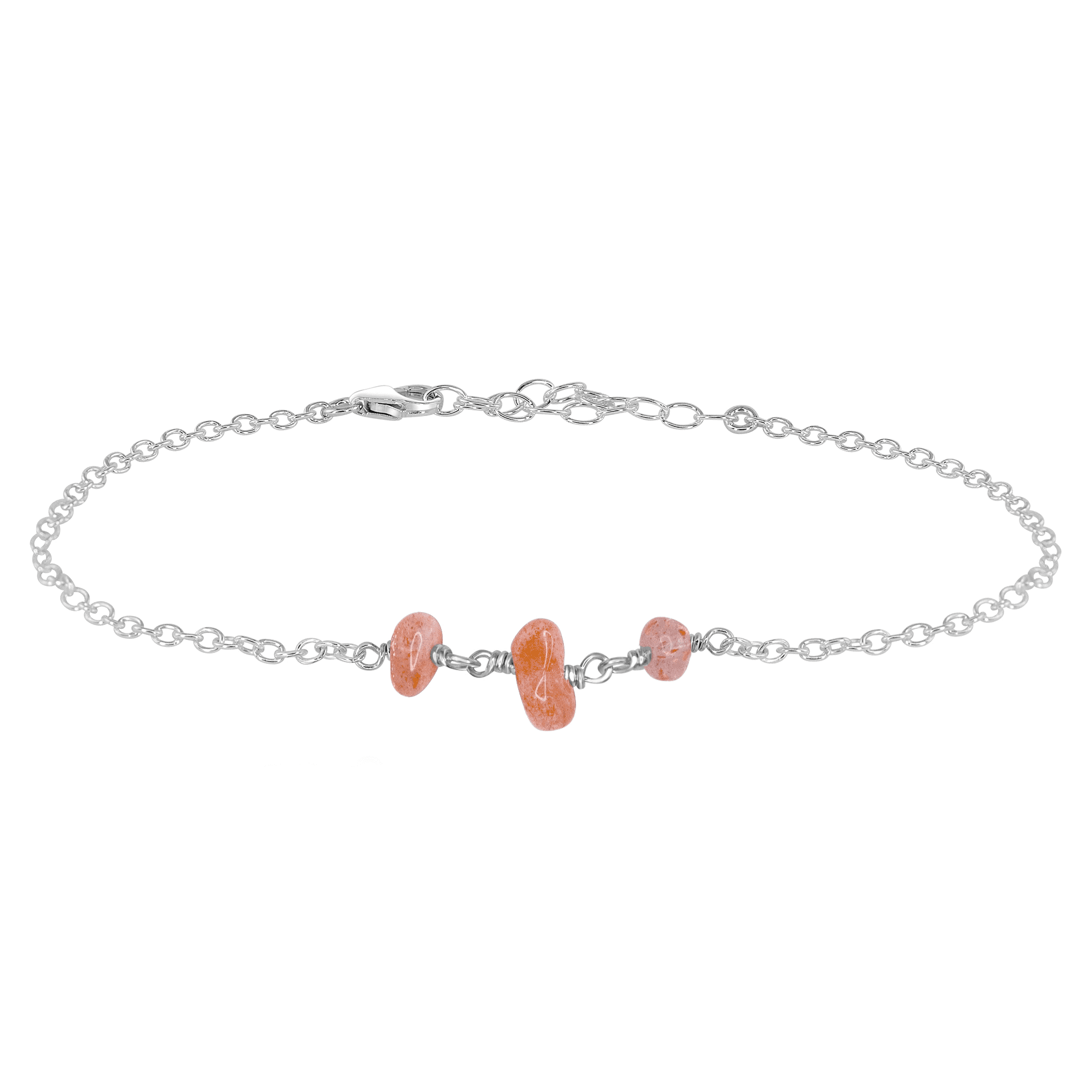 Sunstone Beaded Chain Anklet - Handmade Boho Ankle Bracelet for Women | Adjustable Crystal Jewelry for Summer Beach & Festival Outfits