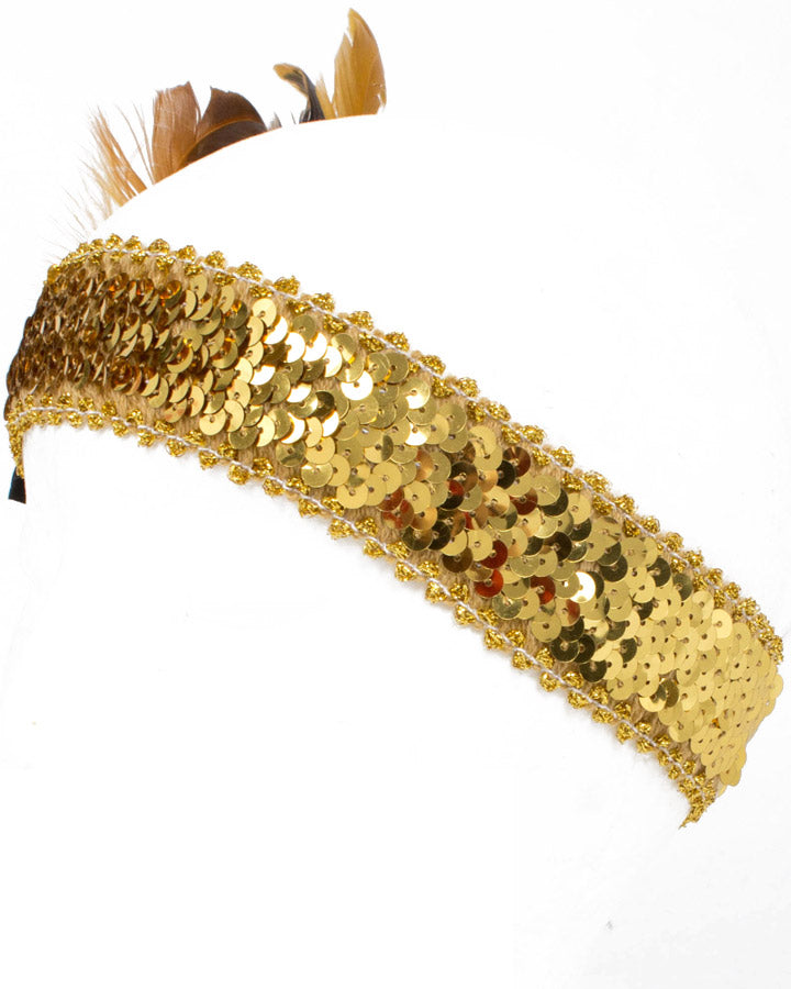 20s Gold Feather Flapper Headband - Vintage 1920s Gatsby Headpiece for Women - Perfect for Roaring 20s Parties, Costumes, and Themed Events