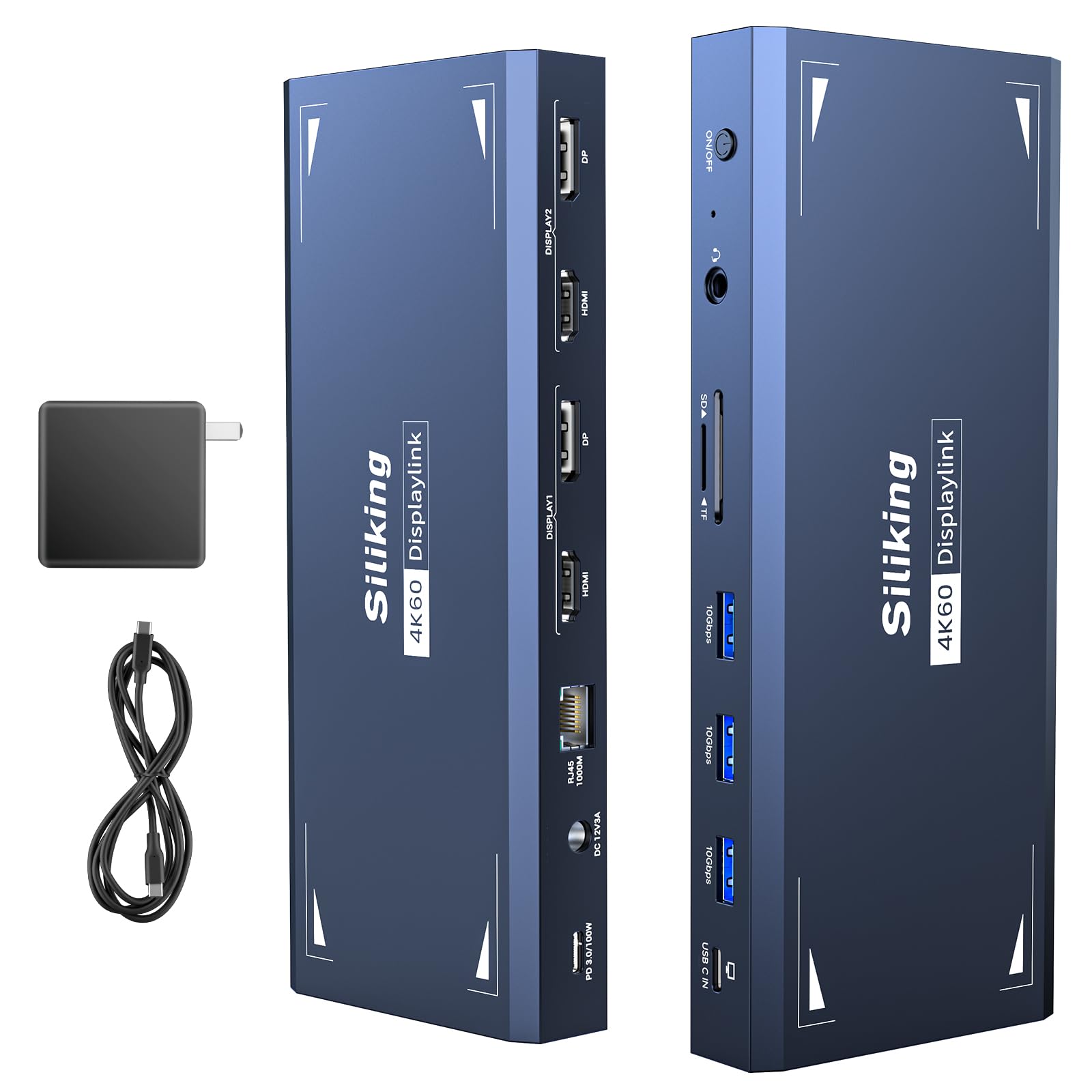 Universal Laptop Docking Station with Dual 4K Display, 100W PD Charging, USB-C & USB 3.0 Ports - Compatible with MacBook M1/M2/M3, MacBook Air/Pro & Windows Laptops - Perfect for Home Office, Remote Work & Multi-Monitor Setup