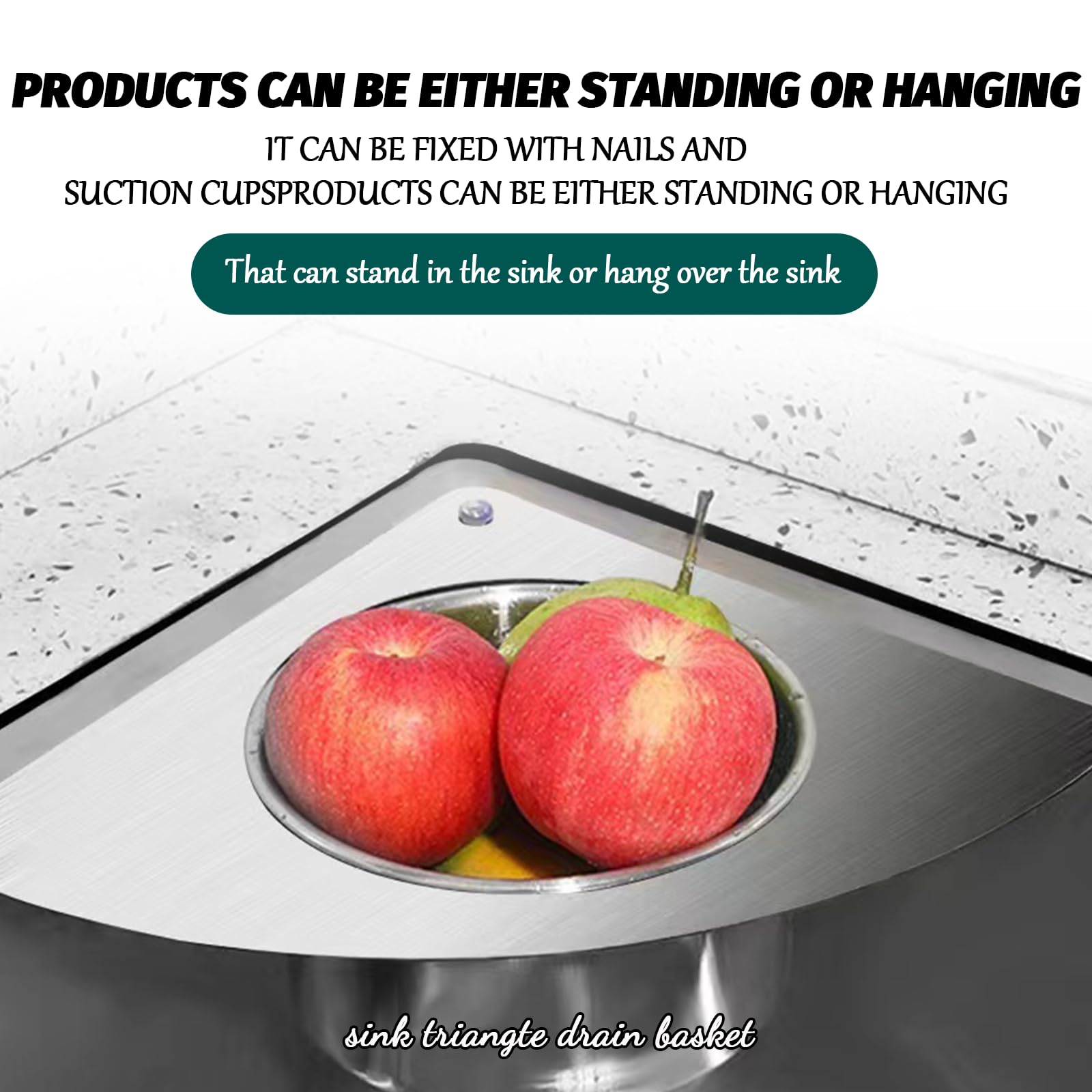Stainless Steel Kitchen Sink Filter Basket - Hanging & Vertical Design for Food Waste, Vegetable & Fruit Cleaning | Durable Sink Strainer for Easy Kitchen Cleanup (1-Pack)