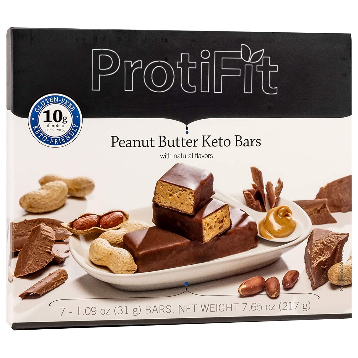 PROTIFIT High Protein Snack Bars - 10g Protein, 170 Calories, Low Carb (5g), High Fiber (3g), 7 Bars per Box - Peanut Butter Flavor | Perfect for Post-Workout Recovery, Healthy On-the-Go Snacking & Weight Management