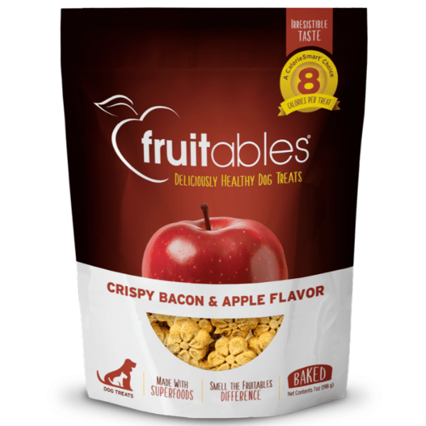 Fruitables Baked Crispy Bacon & Apple Dog Treats - Healthy Natural Snacks for Small & Large Dogs - Perfect for Training Rewards & Daily Treats