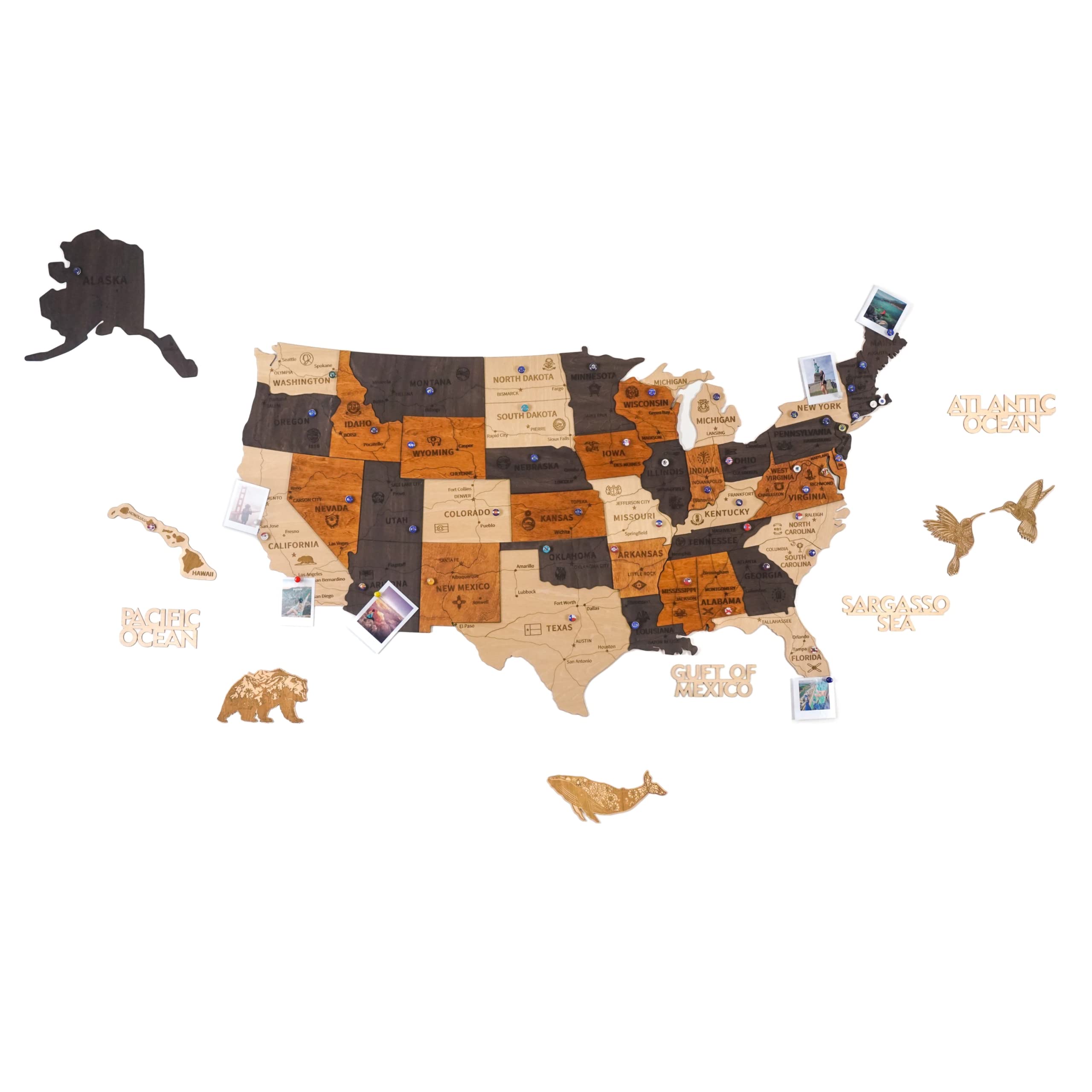 3D Wooden USA Map Wall Art - Patriotic Home Decor for 4th of July, Housewarming Gifts for Men & Women, Office & Living Room Wall Decorations - Perfect for American-Themed Parties & Patriotic Home Styling