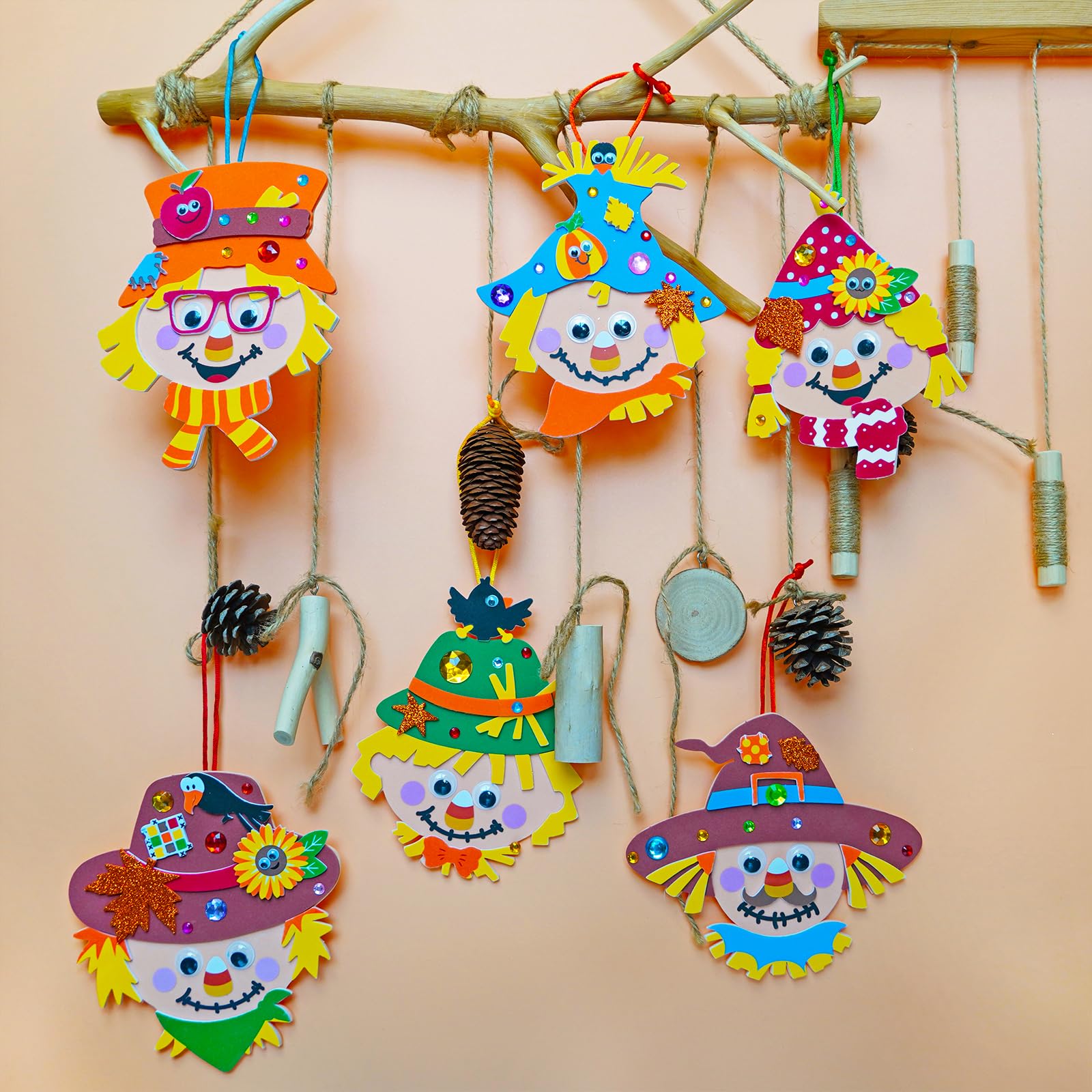 Winlyn 24 Sets Fall Craft Kits - Autumn Scarecrow & Pumpkin Foam Stickers for Kids - DIY Harvest Arts & Crafts for Classroom Activities, Holiday Party Favors - Perfect for Thanksgiving Decor & Seasonal DIY Projects