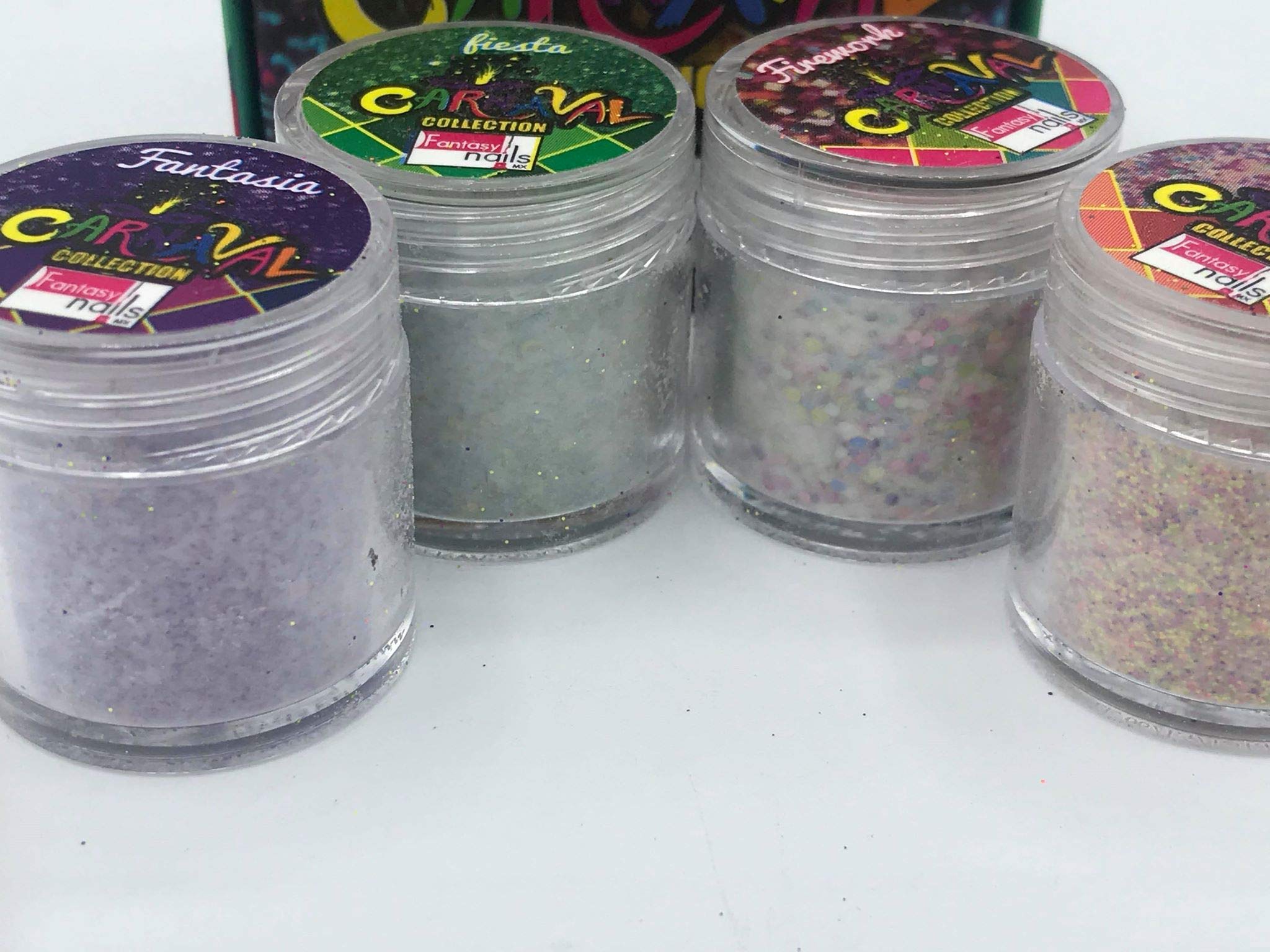 Fantasy Nails Sinaloa CARNAVAL Collection - 4-Piece Acrylic Powder Set for Carnival & Party Nail Art | Perfect for Mardi Gras, Festivals & Special Occasions