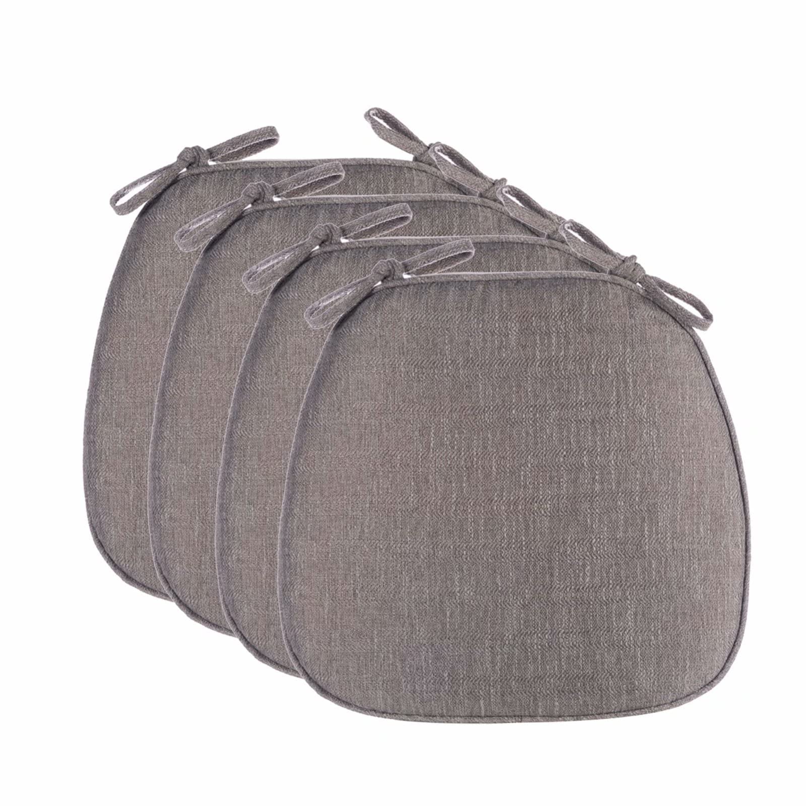 Non-Slip Kitchen Chair Cushions Set of 4 - 16x16 Washable U-Shaped Dining Chair Pads with Detachable Covers (Gray) - Perfect for Home, Restaurant & Office Use