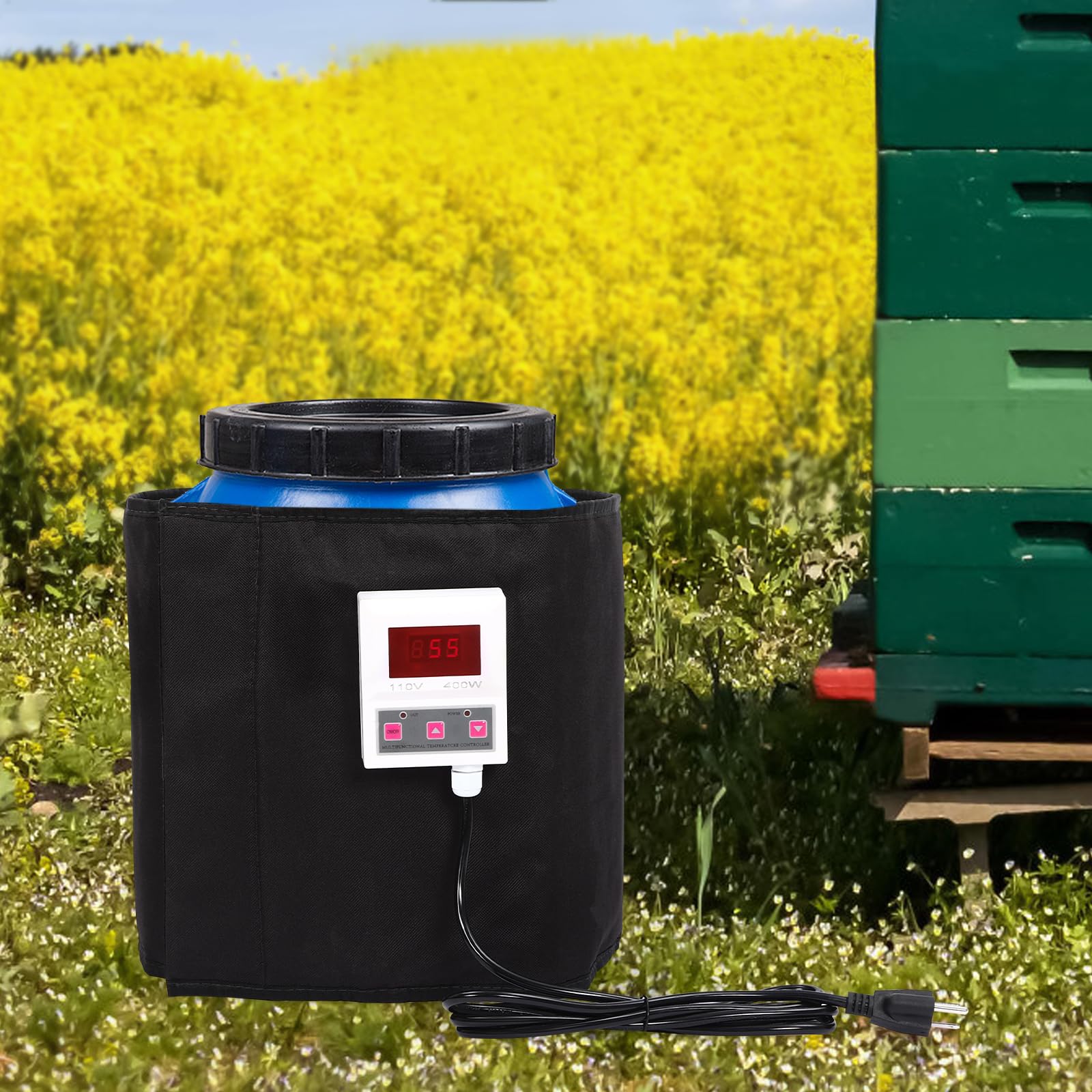 5 Gallon Honey Bucket Heater 110V 400W - Electric Honey Pail Warmer with LED Indicator & Digital Display - Beekeeping Supplies for Honey Producers - Perfect for Winter Storage & Crystallized Honey Liquefaction