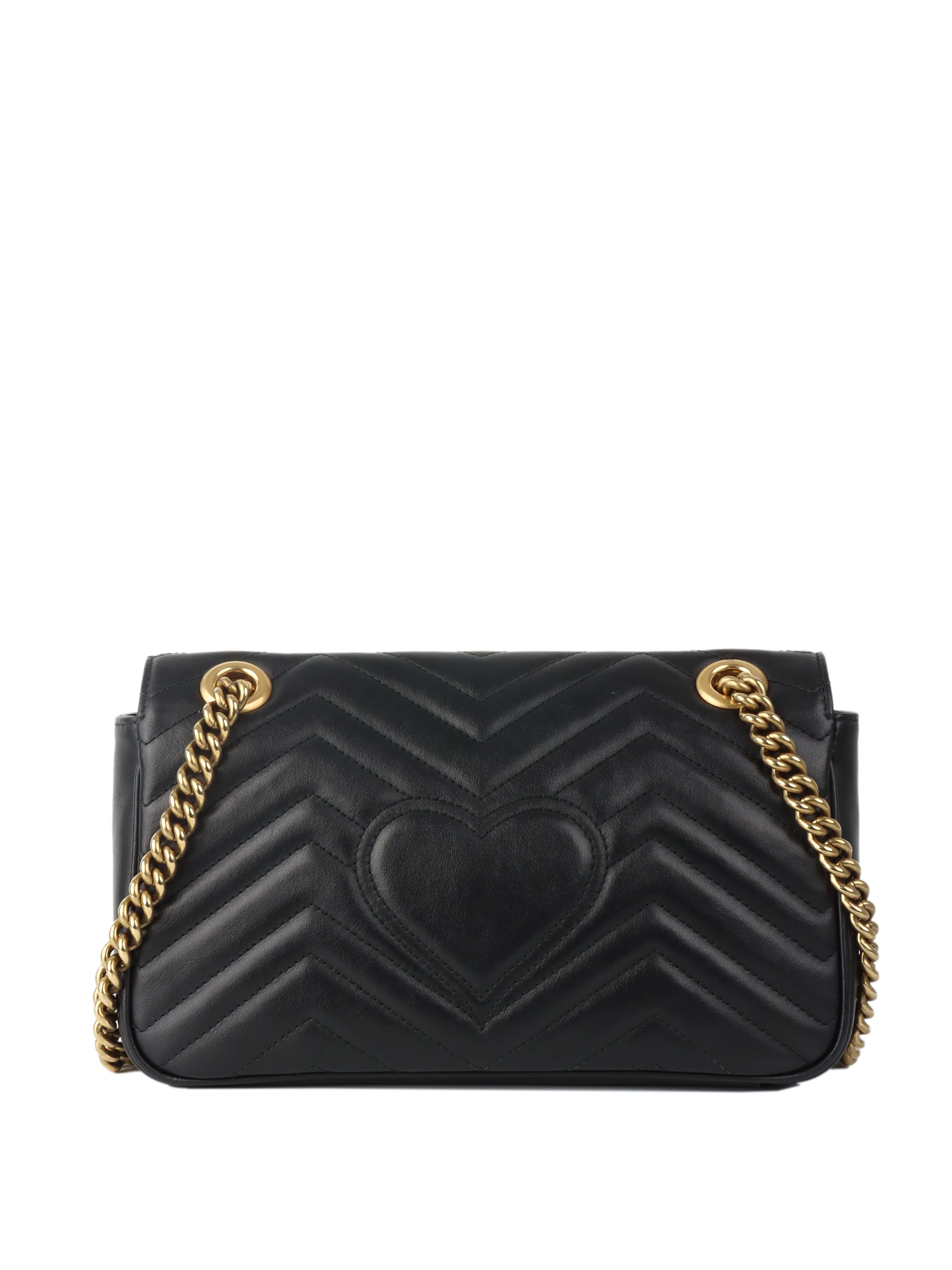 Gucci Black Small Marmont Shoulder Bag for Women - Luxury Leather Crossbody Purse with Chain Strap, Perfect for Date Night & Evening Events
