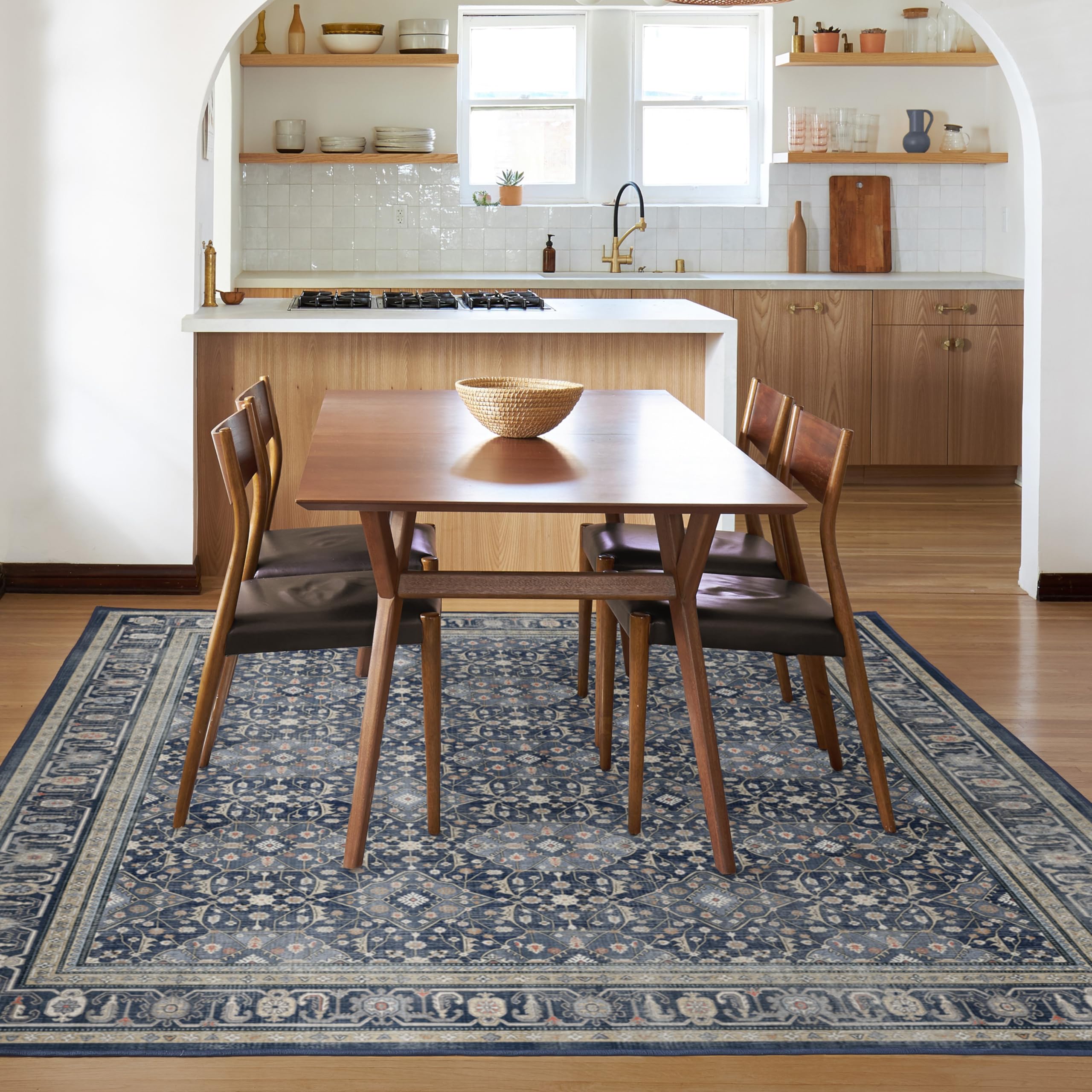 Ruggable Washable 6x9 Area Rug - Alessia Dusk Blue | Premium Non-Slip Living Room, Bedroom, Kitchen Rug with Gripper Pad | Perfect for Home, Office & Classroom Decor