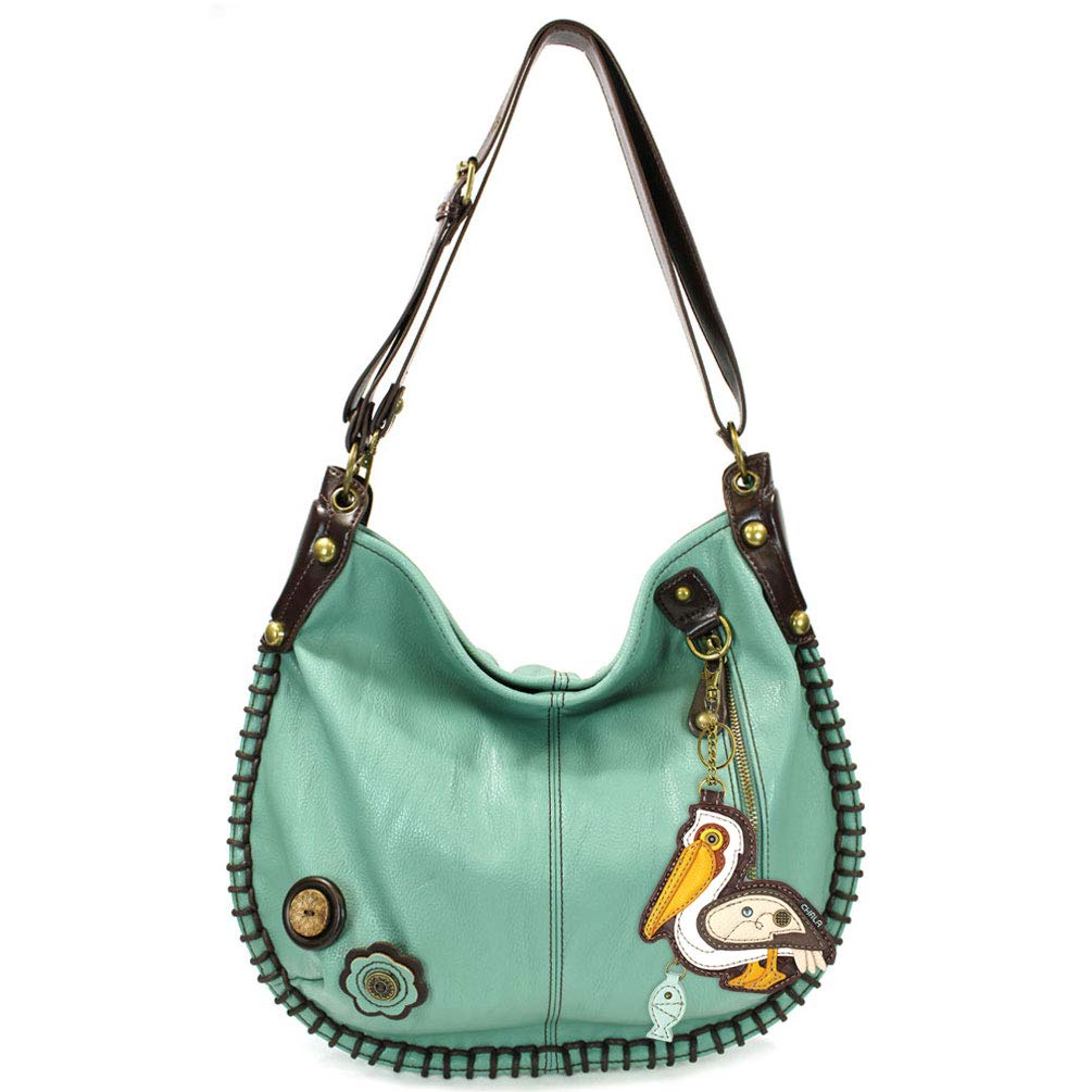 Chala Handbags - Soft Large Casual Shoulder or Crossbody Purse with Keyfob in Teal Green | Perfect for Work, Travel & Everyday Use