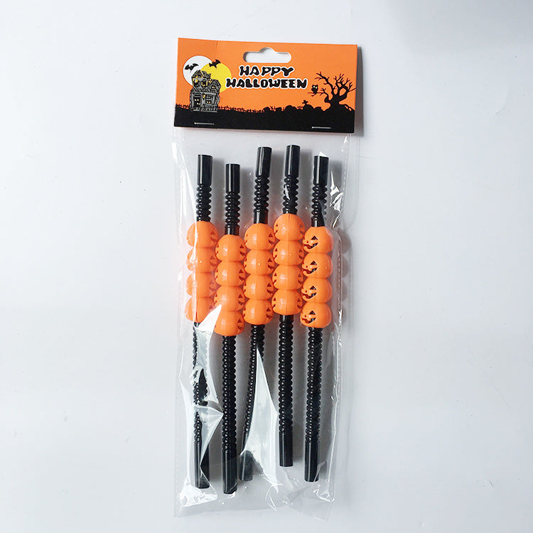 Halloween Plastic Straws - Spooky Party Drinking Straws for Halloween Decorations & Themed Events