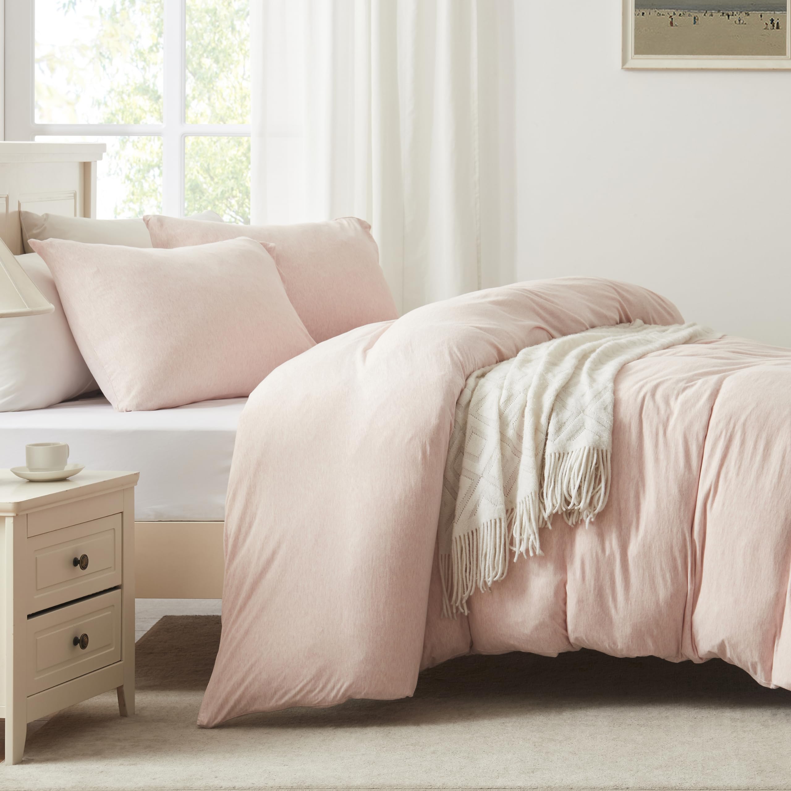 Soft Jersey Knit Cotton Duvet Cover Set - King Size 3pc for Cozy Bedroom